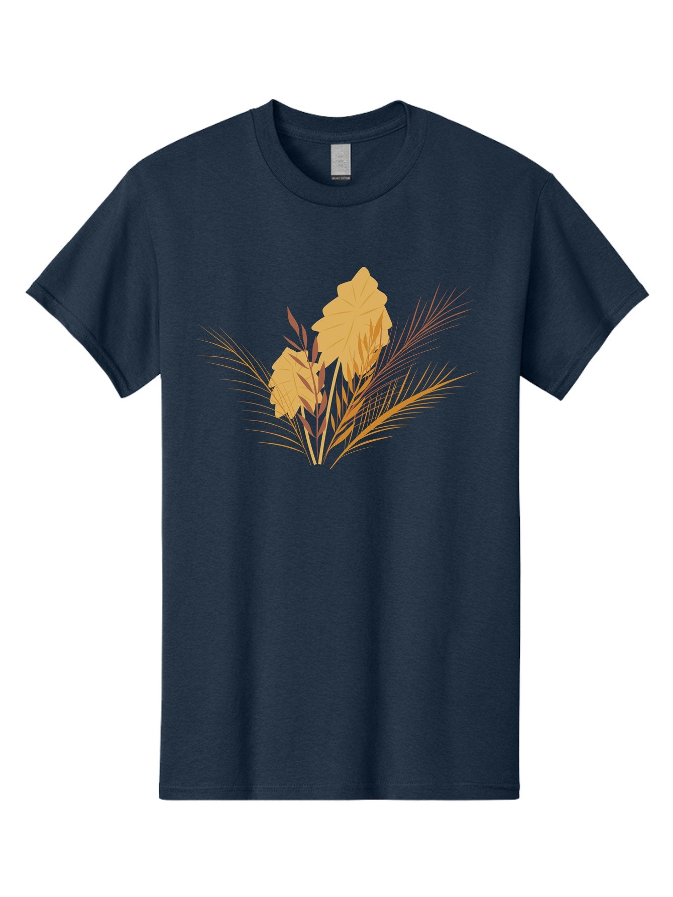 Autumn-Leaves Men'S Graphic Tee, 100% Cotton, Comfortable Casual Summer Wear, Machine Washable, Autumn Leaves, Fall Foliage, Nature Illustration, Stylized Plants, Graphic Design Elements, Digital Art, Orange Leaves, Red Stalks, Aad994