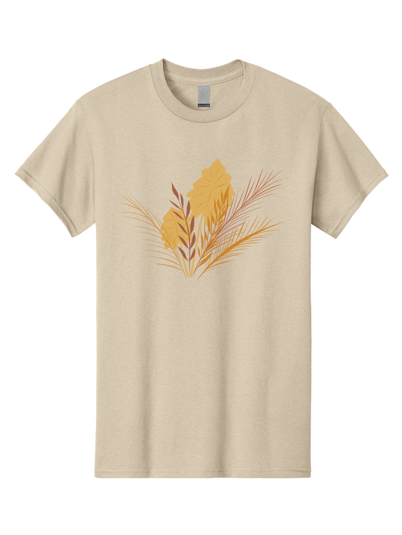 Autumn-Leaves Men'S Graphic Tee, 100% Cotton, Comfortable Casual Summer Wear, Machine Washable, Autumn Leaves, Fall Foliage, Nature Illustration, Stylized Plants, Graphic Design Elements, Digital Art, Orange Leaves, Red Stalks, Aad994 14