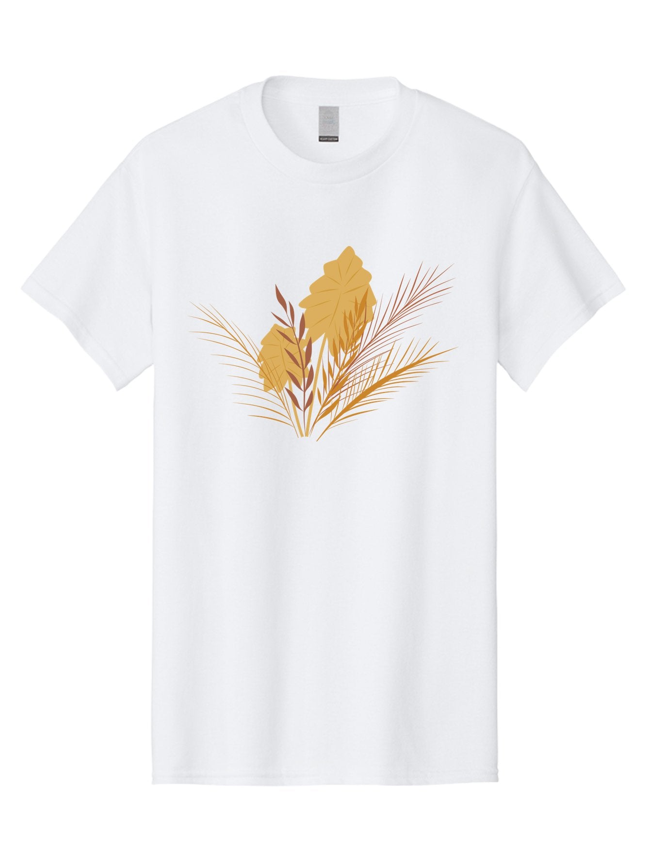 Autumn-Leaves Men'S Graphic Tee, 100% Cotton, Comfortable Casual Summer Wear, Machine Washable, Autumn Leaves, Fall Foliage, Nature Illustration, Stylized Plants, Graphic Design Elements, Digital Art, Orange Leaves, Red Stalks, Aad994 12