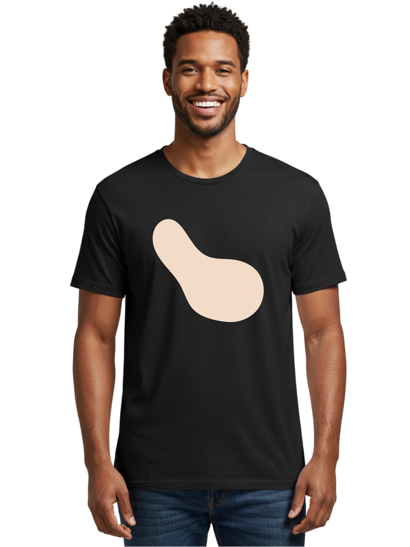 Bean-Shaped-Object Men'S Graphic Tee, 100% Cotton, Comfortable Casual Summer Wear, Machine Washable, Simple Shape, Abstract Design, Beige Color, Smooth Curves, Minimalist Art, Graphic Element, Modern Design Aad995 29