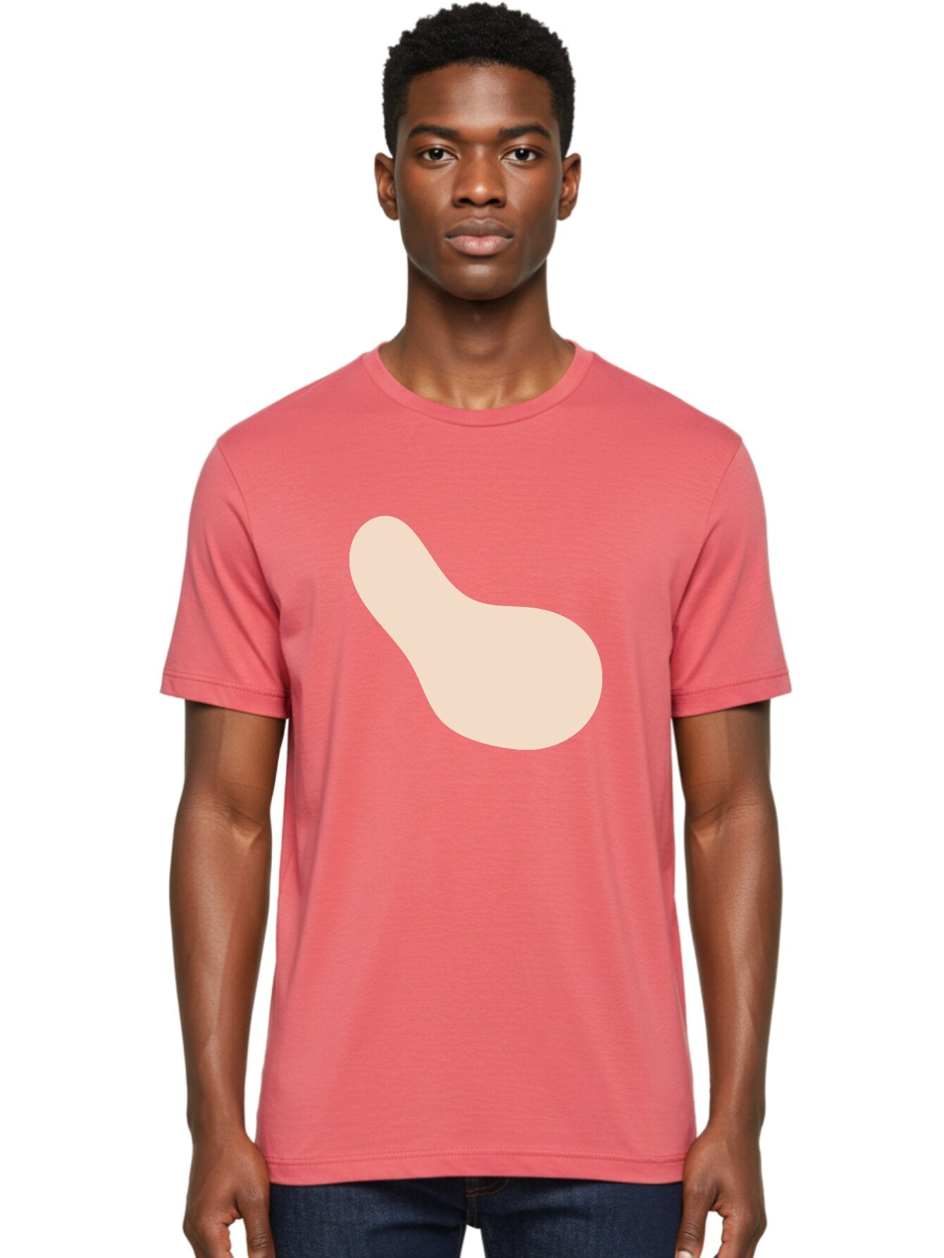 Bean-Shaped-Object Men'S Graphic Tee, 100% Cotton, Comfortable Casual Summer Wear, Machine Washable, Simple Shape, Abstract Design, Beige Color, Smooth Curves, Minimalist Art, Graphic Element, Modern Design Aad995 17