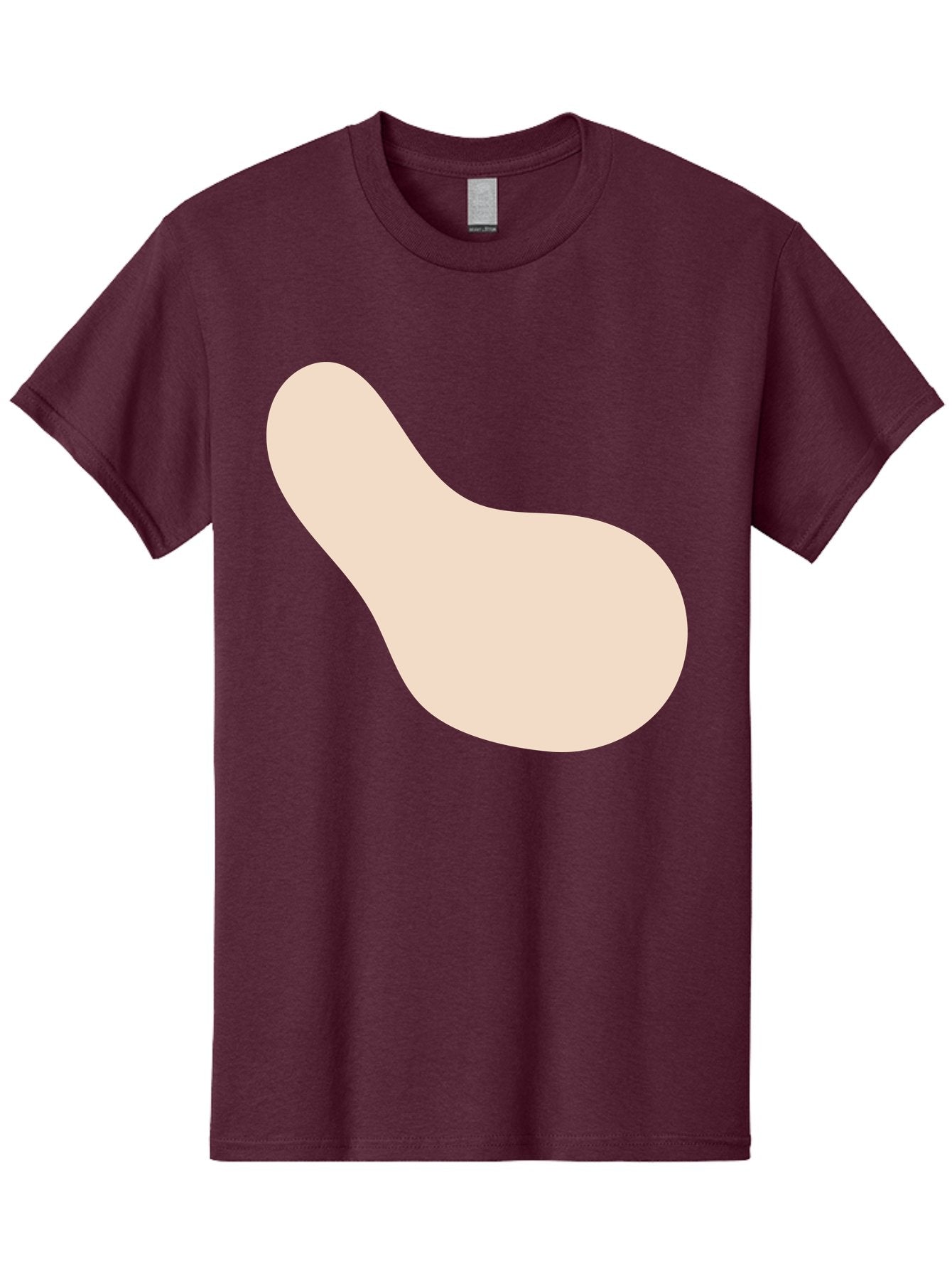 Bean-Shaped-Object Men'S Graphic Tee, 100% Cotton, Comfortable Casual Summer Wear, Machine Washable, Simple Shape, Abstract Design, Beige Color, Smooth Curves, Minimalist Art, Graphic Element, Modern Design Aad995