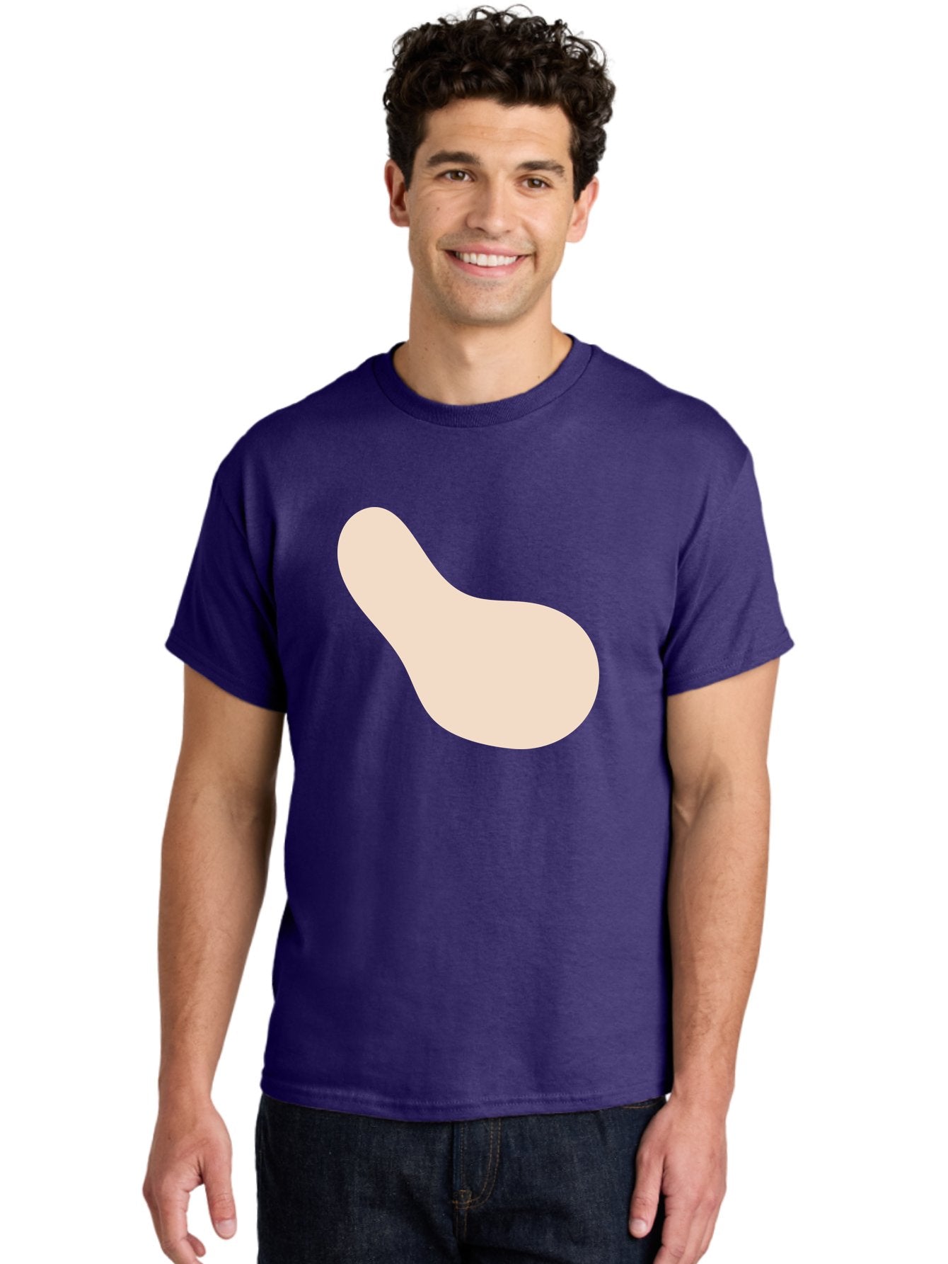 Bean-Shaped-Object Men'S Graphic Tee, 100% Cotton, Comfortable Casual Summer Wear, Machine Washable, Simple Shape, Abstract Design, Beige Color, Smooth Curves, Minimalist Art, Graphic Element, Modern Design Aad995 27