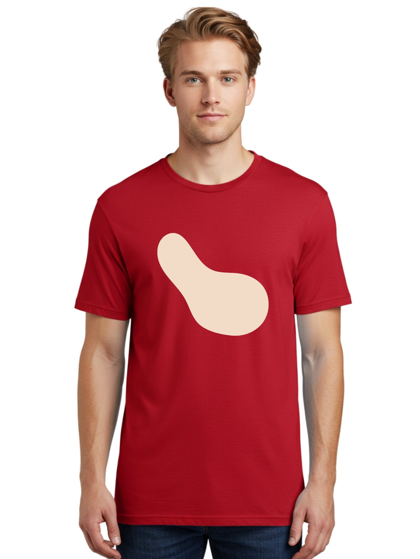 Bean-Shaped-Object Men'S Graphic Tee, 100% Cotton, Comfortable Casual Summer Wear, Machine Washable, Simple Shape, Abstract Design, Beige Color, Smooth Curves, Minimalist Art, Graphic Element, Modern Design Aad995 18