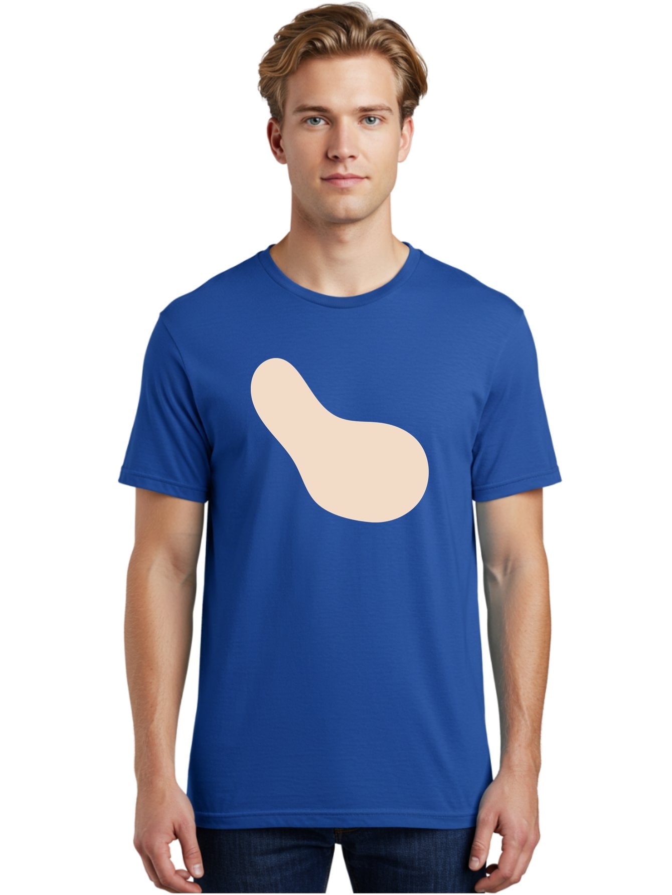 Bean-Shaped-Object Men'S Graphic Tee, 100% Cotton, Comfortable Casual Summer Wear, Machine Washable, Simple Shape, Abstract Design, Beige Color, Smooth Curves, Minimalist Art, Graphic Element, Modern Design Aad995 16