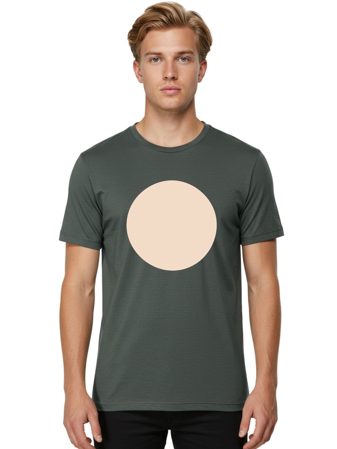 Beige-Circle Men'S Graphic Tee, 100% Cotton, Comfortable Casual Summer Wear, Machine Washable, Beige Circle, Minimalist Design, Simple Shape, Neutral Color, Geometric Figure, Circular Form Aad996 19