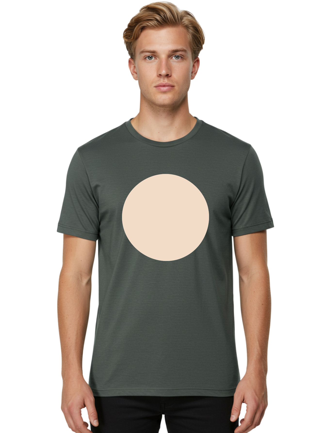 Beige-Circle Men'S Graphic Tee, 100% Cotton, Comfortable Casual Summer Wear, Machine Washable, Beige Circle, Minimalist Design, Simple Shape, Neutral Color, Geometric Figure, Circular Form Aad996 22