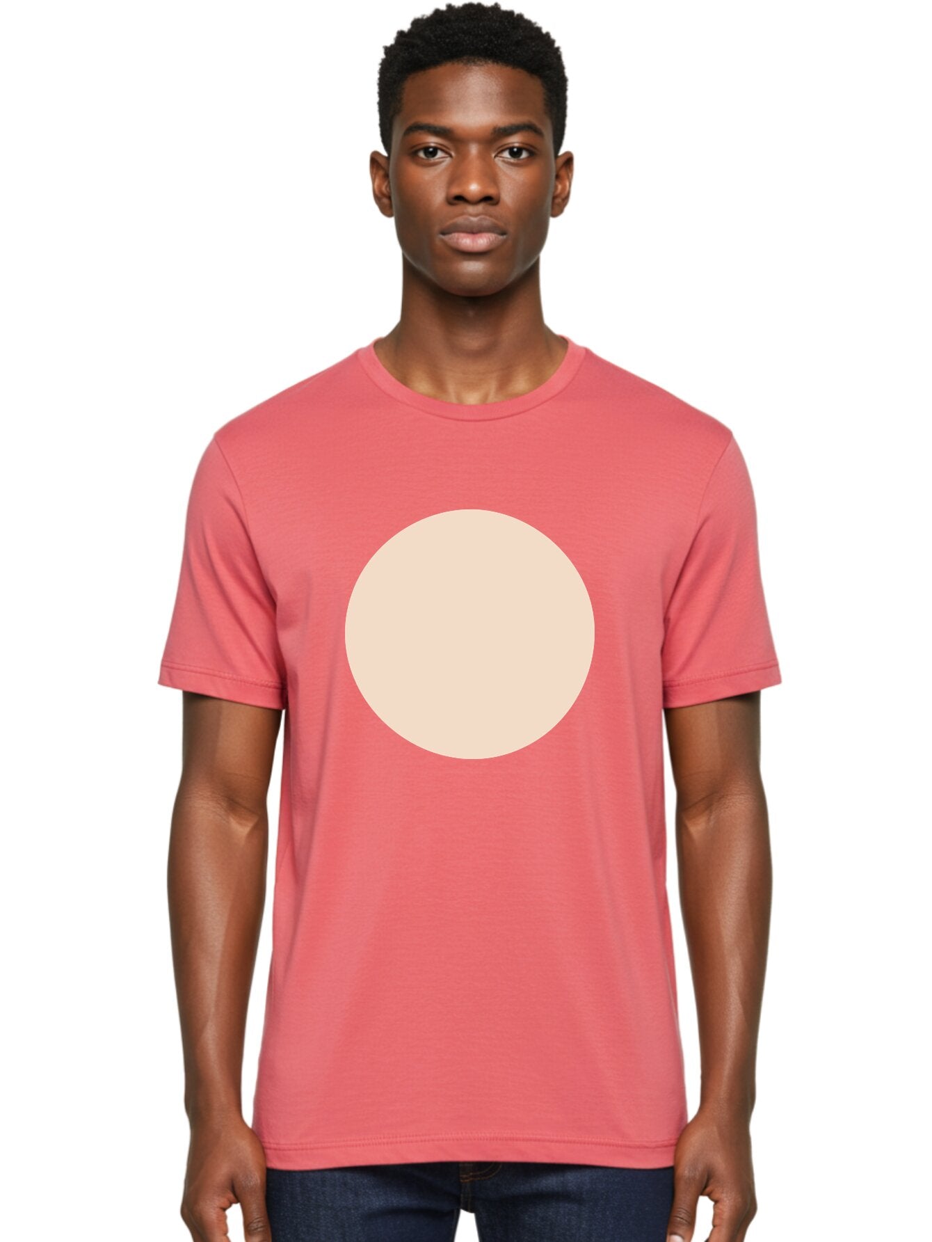 Beige-Circle Men'S Graphic Tee, 100% Cotton, Comfortable Casual Summer Wear, Machine Washable, Beige Circle, Minimalist Design, Simple Shape, Neutral Color, Geometric Figure, Circular Form Aad996 17