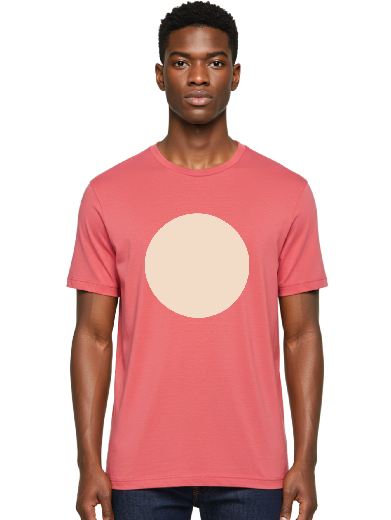 Beige-Circle Men'S Graphic Tee, 100% Cotton, Comfortable Casual Summer Wear, Machine Washable, Beige Circle, Minimalist Design, Simple Shape, Neutral Color, Geometric Figure, Circular Form Aad996 28
