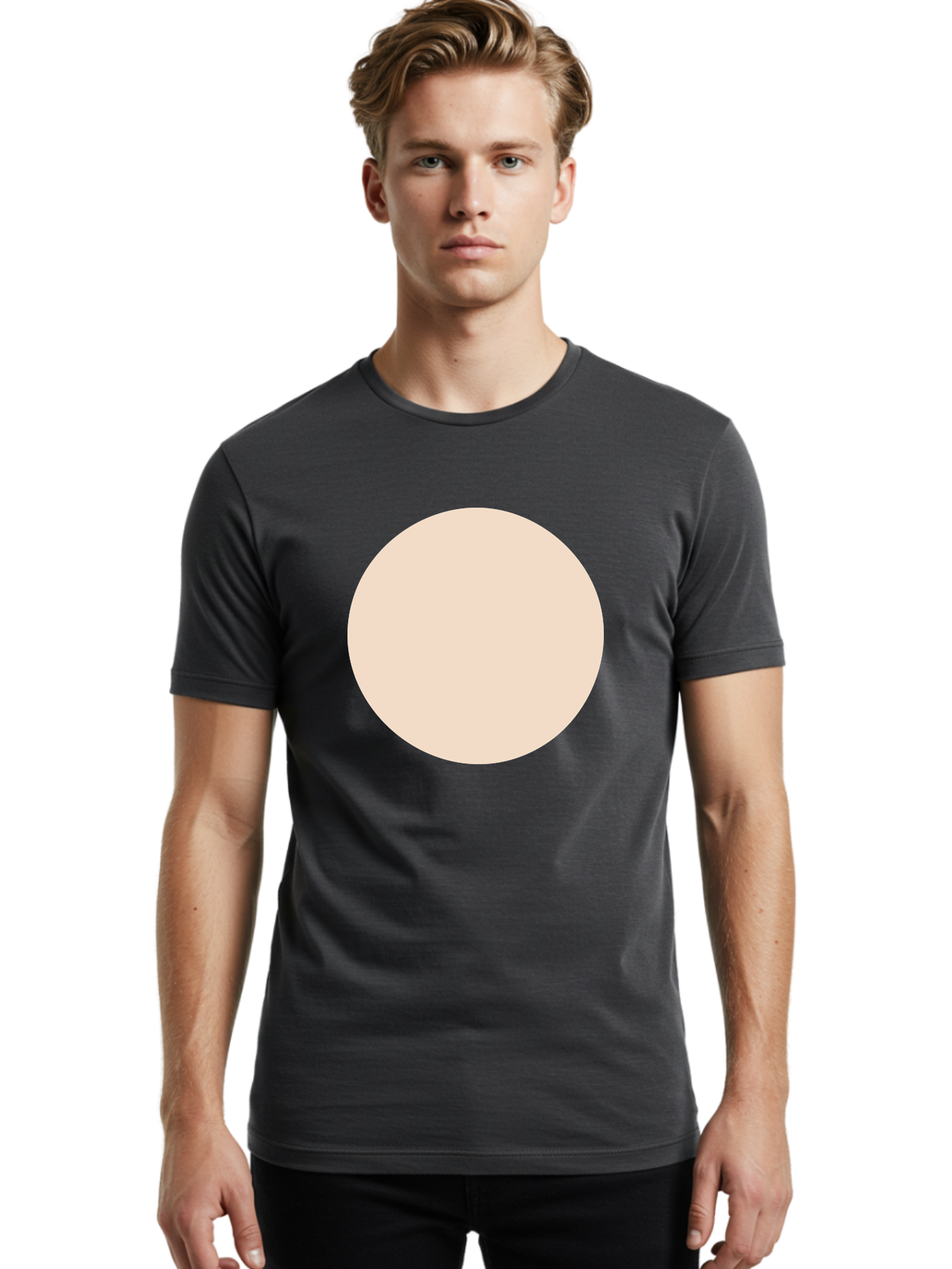 Beige-Circle Men'S Graphic Tee, 100% Cotton, Comfortable Casual Summer Wear, Machine Washable, Beige Circle, Minimalist Design, Simple Shape, Neutral Color, Geometric Figure, Circular Form Aad996 26