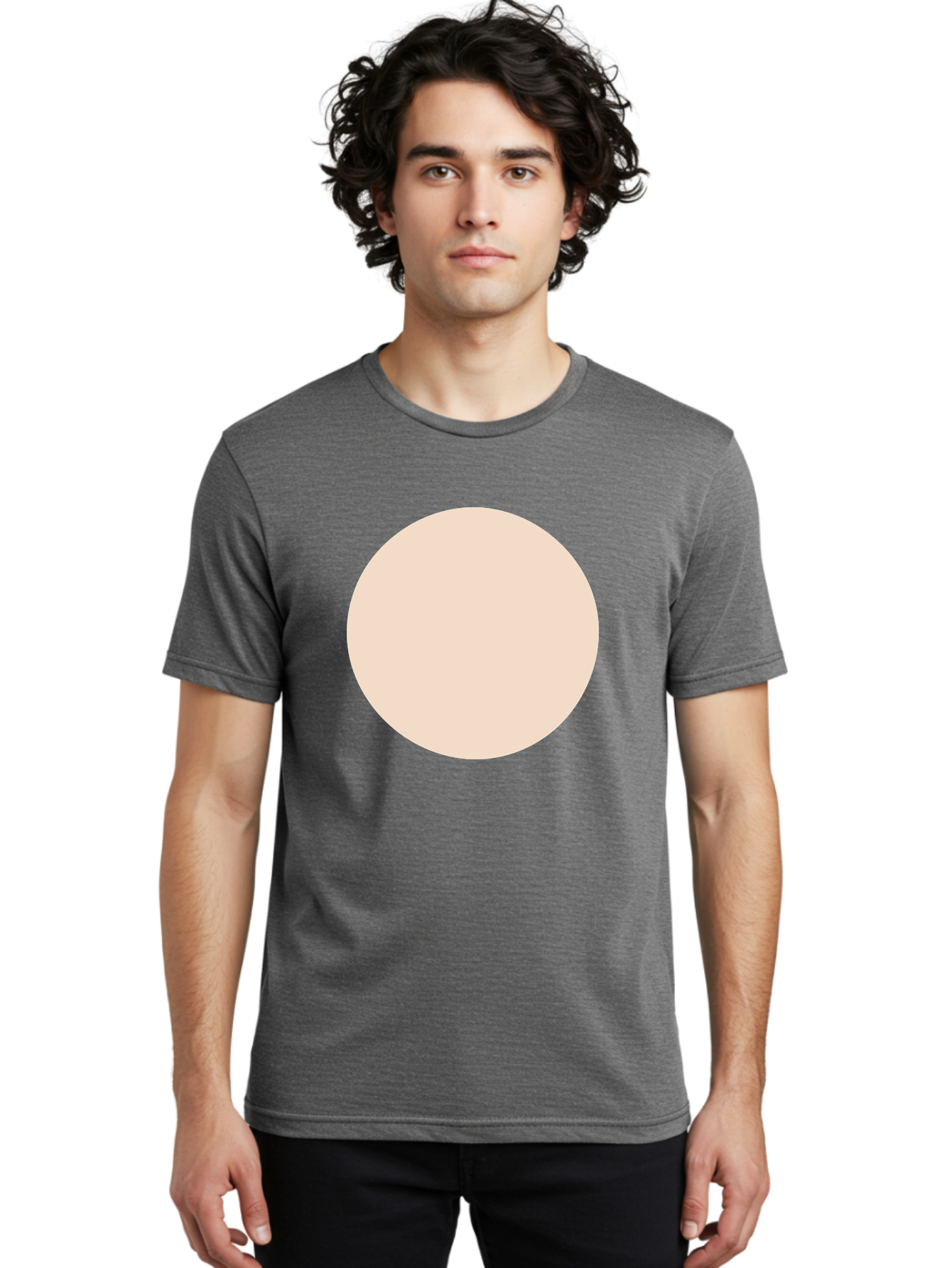 Beige-Circle Men'S Graphic Tee, 100% Cotton, Comfortable Casual Summer Wear, Machine Washable, Beige Circle, Minimalist Design, Simple Shape, Neutral Color, Geometric Figure, Circular Form Aad996 6