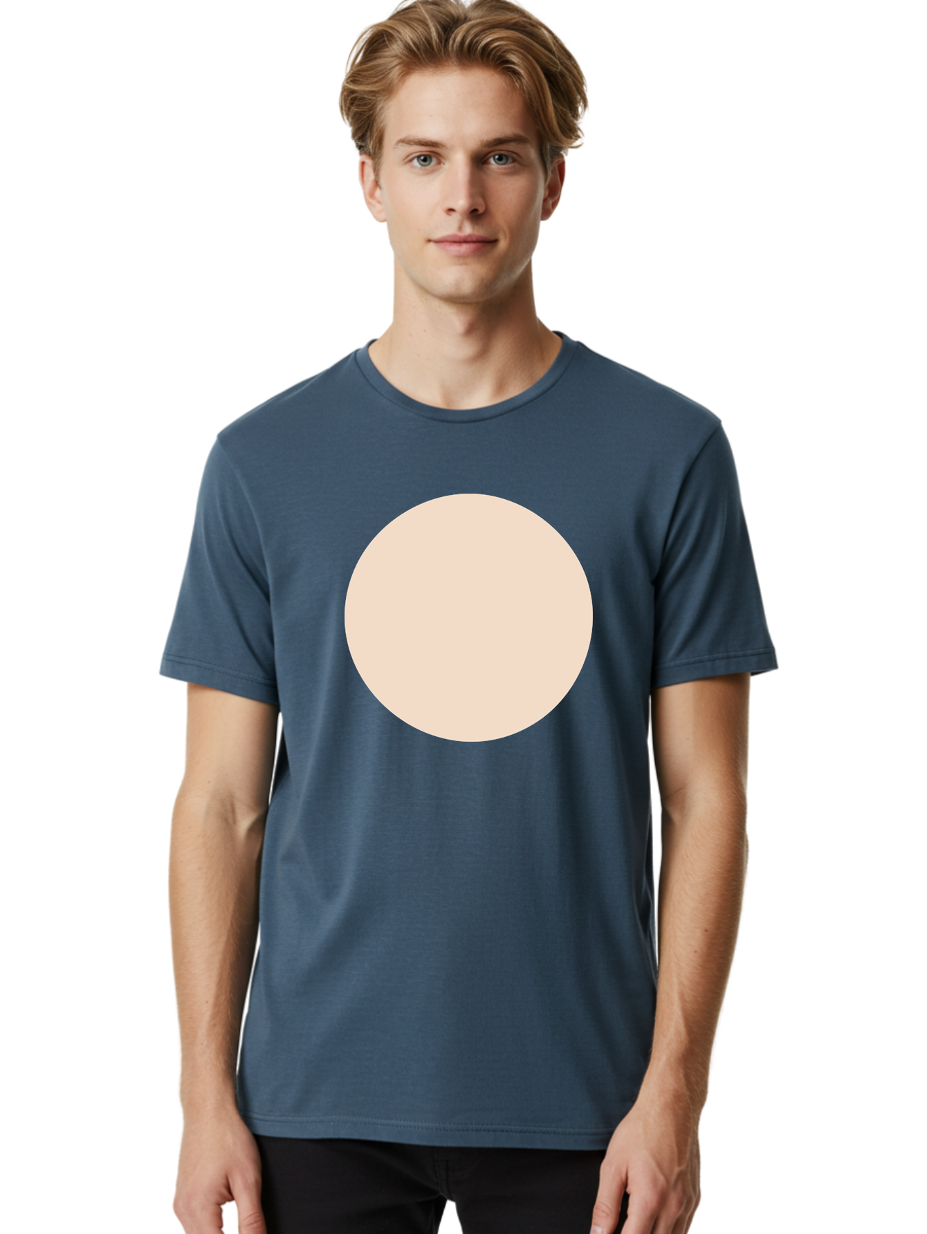 Beige-Circle Men'S Graphic Tee, 100% Cotton, Comfortable Casual Summer Wear, Machine Washable, Beige Circle, Minimalist Design, Simple Shape, Neutral Color, Geometric Figure, Circular Form Aad996 10