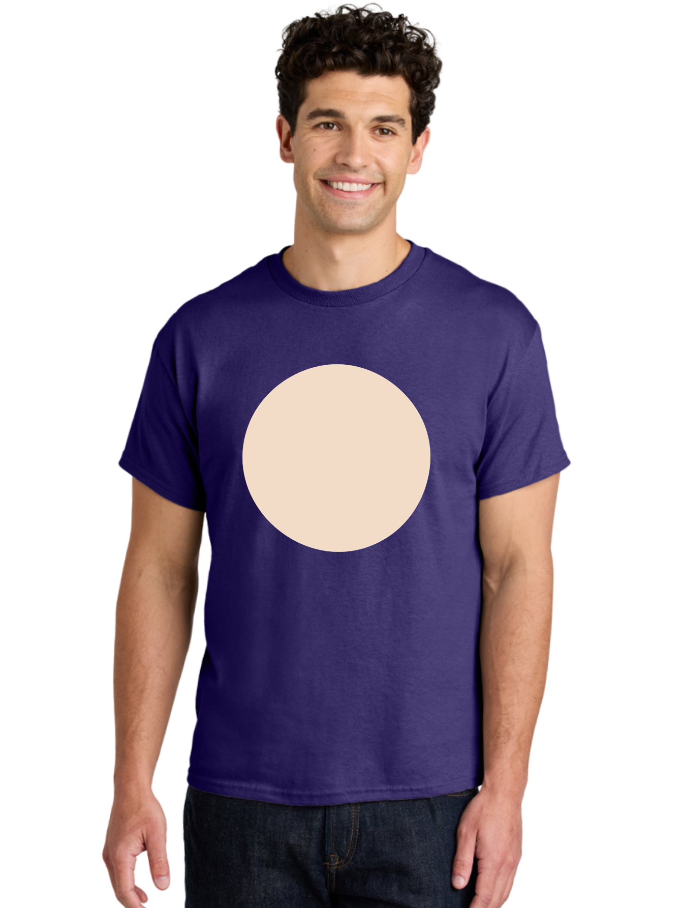 Beige-Circle Men'S Graphic Tee, 100% Cotton, Comfortable Casual Summer Wear, Machine Washable, Beige Circle, Minimalist Design, Simple Shape, Neutral Color, Geometric Figure, Circular Form Aad996 4