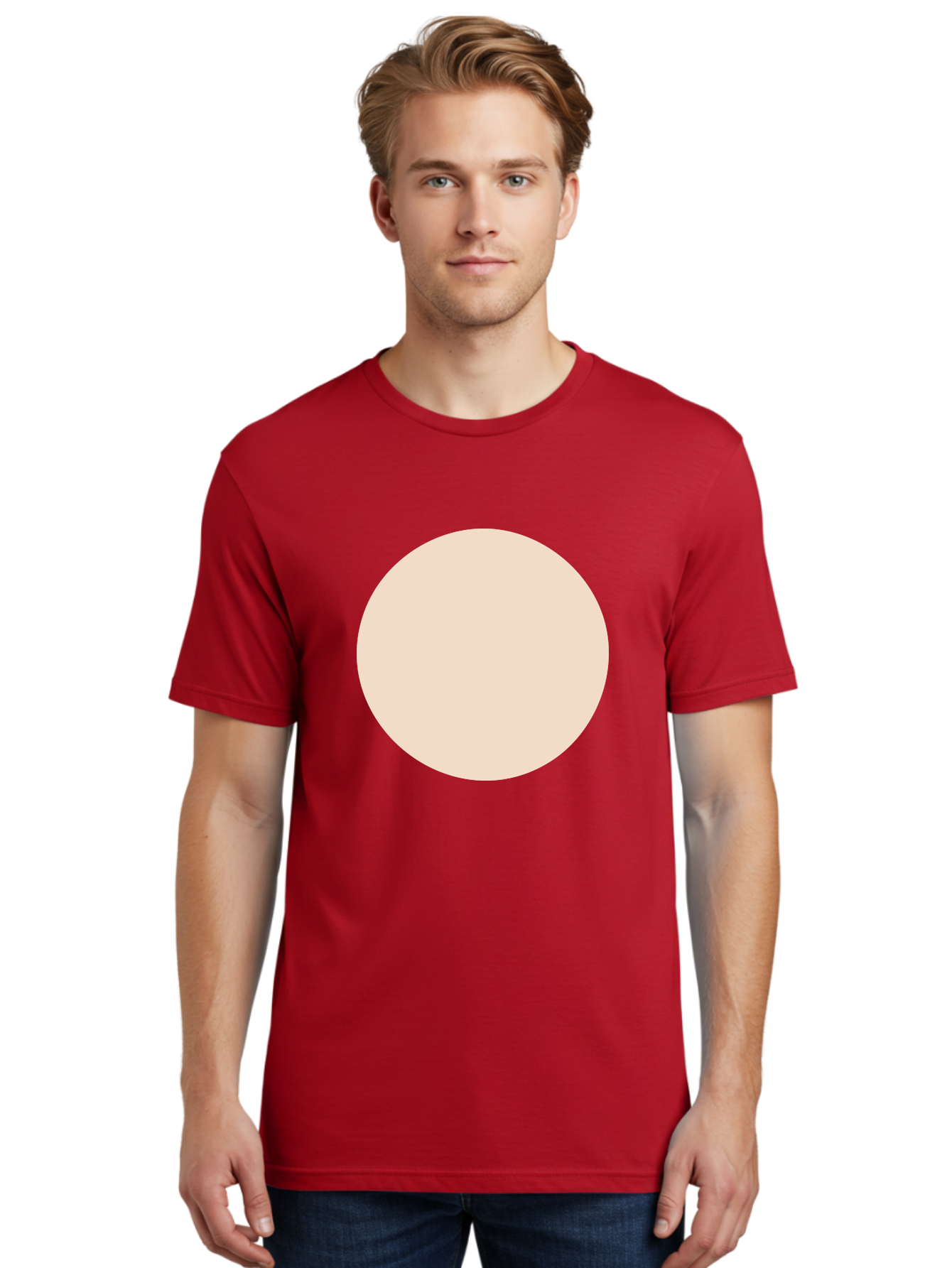 Beige-Circle Men'S Graphic Tee, 100% Cotton, Comfortable Casual Summer Wear, Machine Washable, Beige Circle, Minimalist Design, Simple Shape, Neutral Color, Geometric Figure, Circular Form Aad996 14