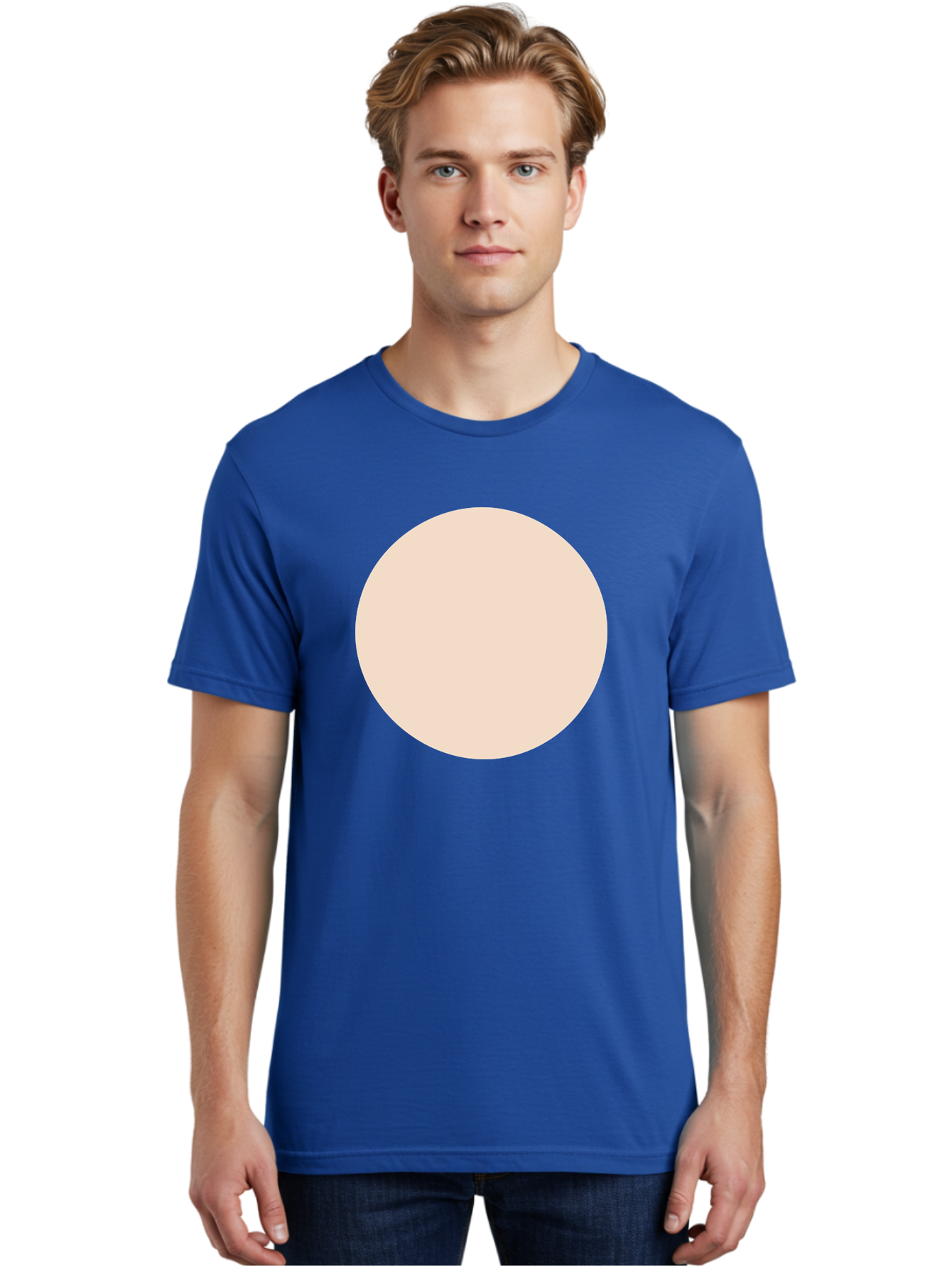 Beige-Circle Men'S Graphic Tee, 100% Cotton, Comfortable Casual Summer Wear, Machine Washable, Beige Circle, Minimalist Design, Simple Shape, Neutral Color, Geometric Figure, Circular Form Aad996 18