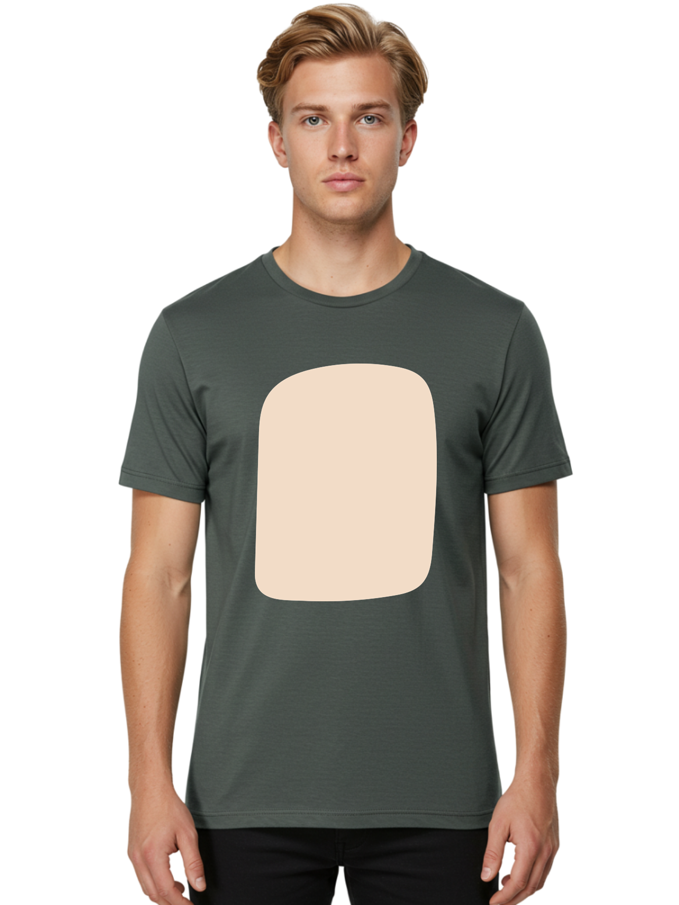 Beige-Rectangle Men'S Graphic Tee, 100% Cotton, Comfortable Casual Summer Wear, Machine Washable, Beige Rectangle, Rounded Corners, Plain Shape, Simple Design, Minimalist Aesthetic, Neutral Color, Soft Edges Aad997 4