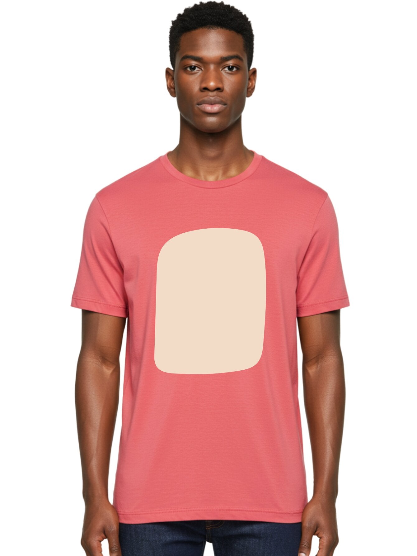 Beige-Rectangle Men'S Graphic Tee, 100% Cotton, Comfortable Casual Summer Wear, Machine Washable, Beige Rectangle, Rounded Corners, Plain Shape, Simple Design, Minimalist Aesthetic, Neutral Color, Soft Edges Aad997 19