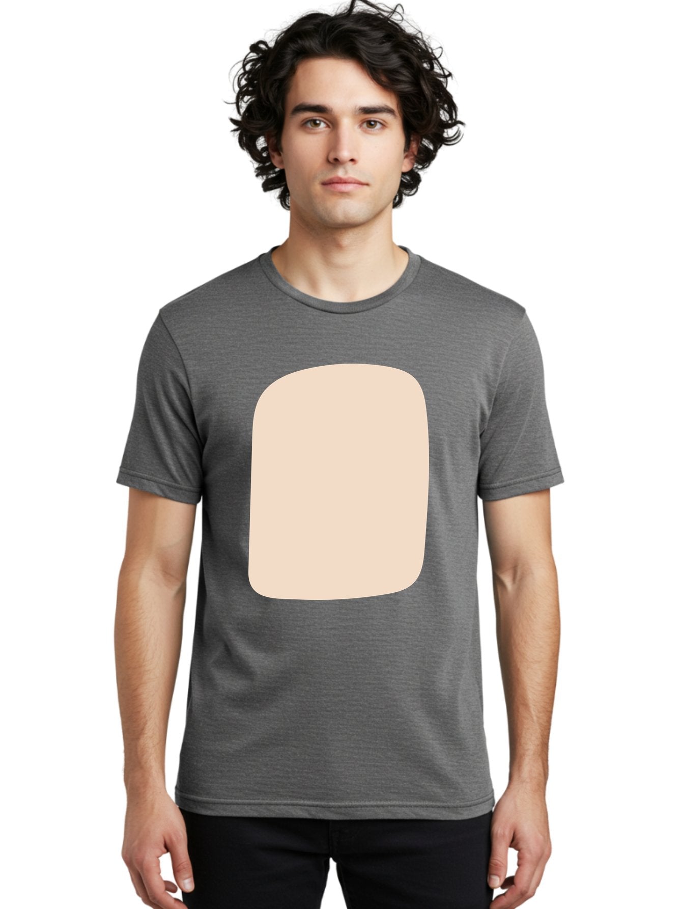 Beige-Rectangle Men'S Graphic Tee, 100% Cotton, Comfortable Casual Summer Wear, Machine Washable, Beige Rectangle, Rounded Corners, Plain Shape, Simple Design, Minimalist Aesthetic, Neutral Color, Soft Edges Aad997 25