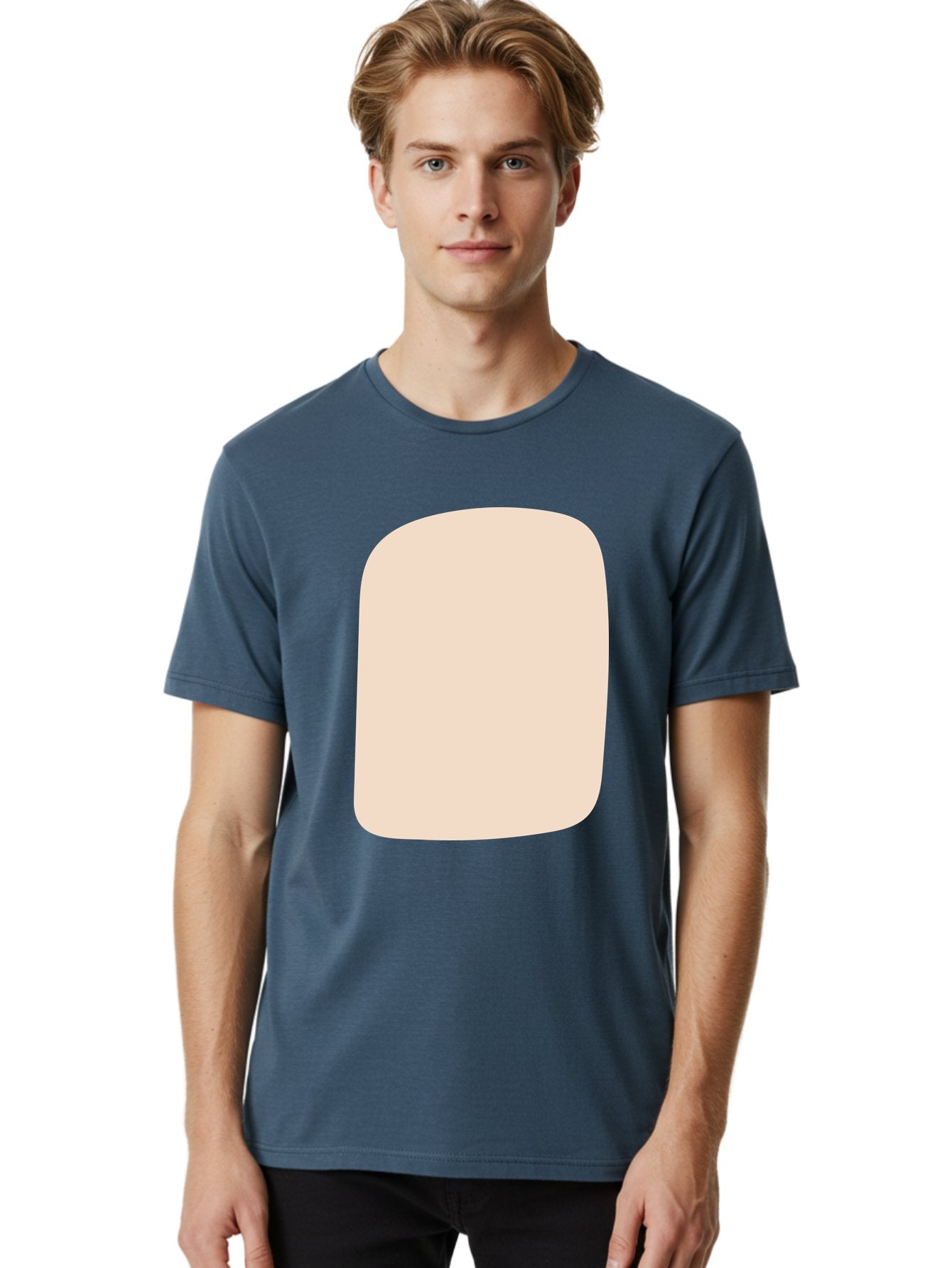 Beige-Rectangle Men'S Graphic Tee, 100% Cotton, Comfortable Casual Summer Wear, Machine Washable, Beige Rectangle, Rounded Corners, Plain Shape, Simple Design, Minimalist Aesthetic, Neutral Color, Soft Edges Aad997 22