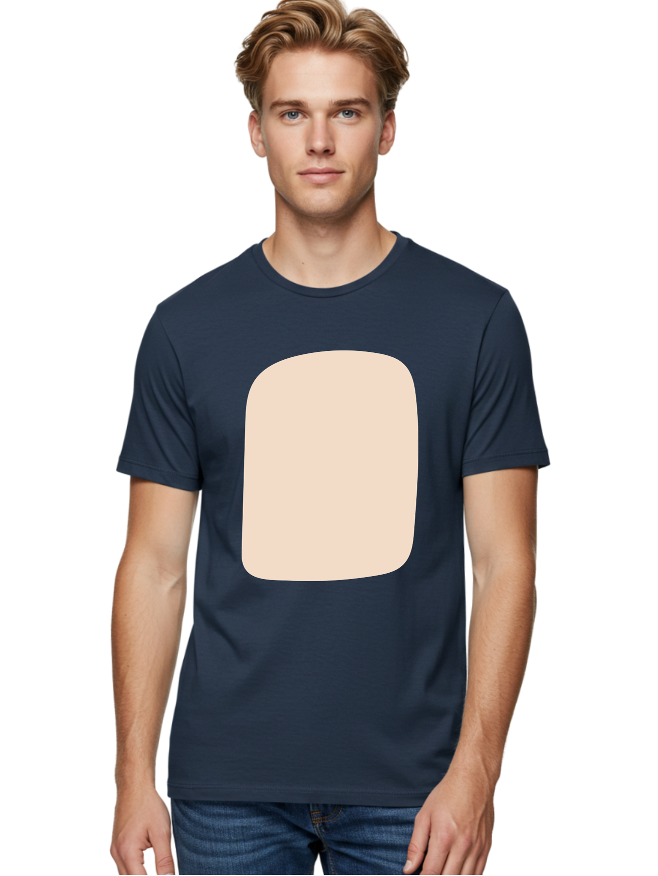 Beige-Rectangle Men'S Graphic Tee, 100% Cotton, Comfortable Casual Summer Wear, Machine Washable, Beige Rectangle, Rounded Corners, Plain Shape, Simple Design, Minimalist Aesthetic, Neutral Color, Soft Edges Aad997 8