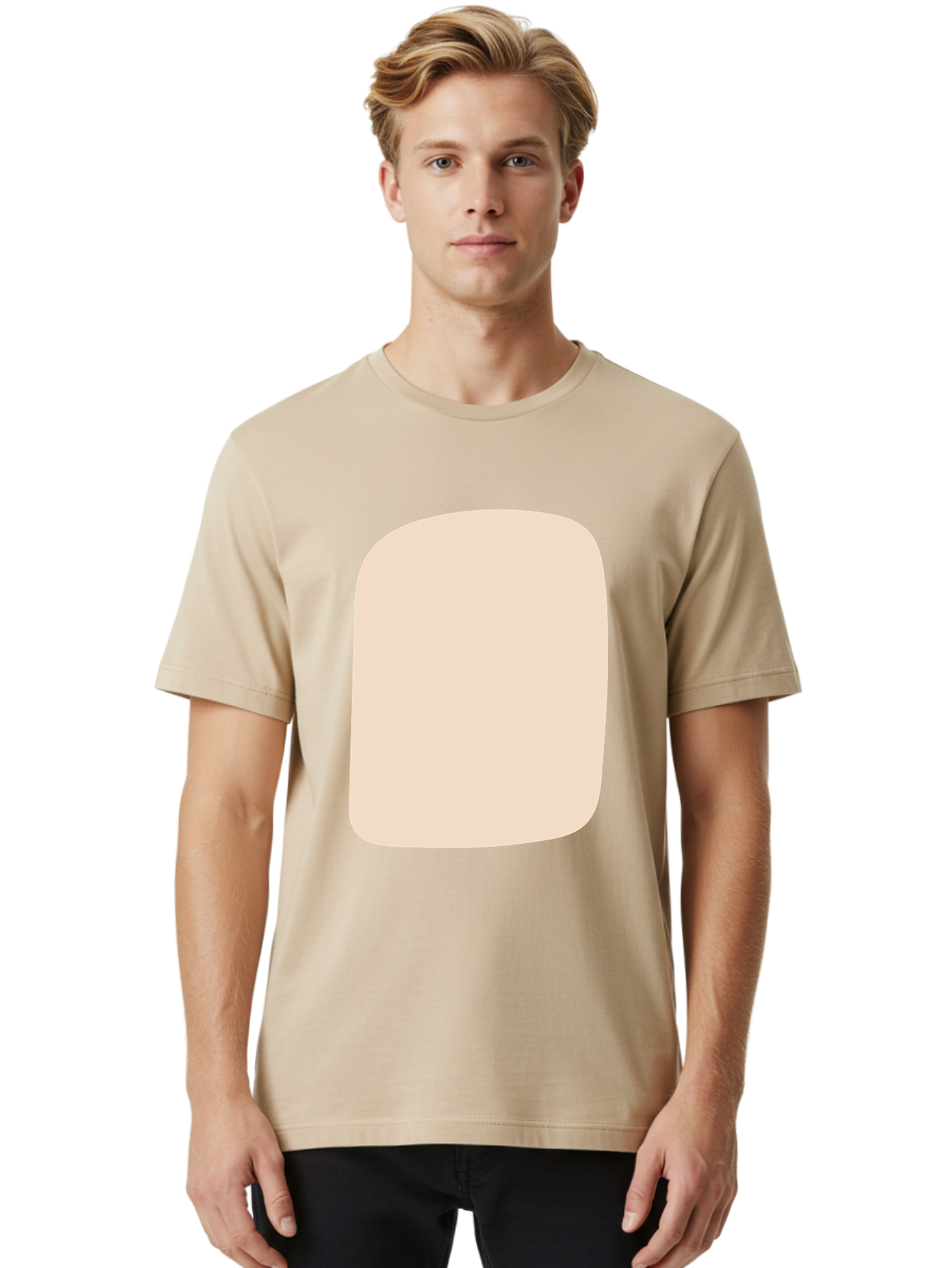 Beige-Rectangle Men'S Graphic Tee, 100% Cotton, Comfortable Casual Summer Wear, Machine Washable, Beige Rectangle, Rounded Corners, Plain Shape, Simple Design, Minimalist Aesthetic, Neutral Color, Soft Edges Aad997 30