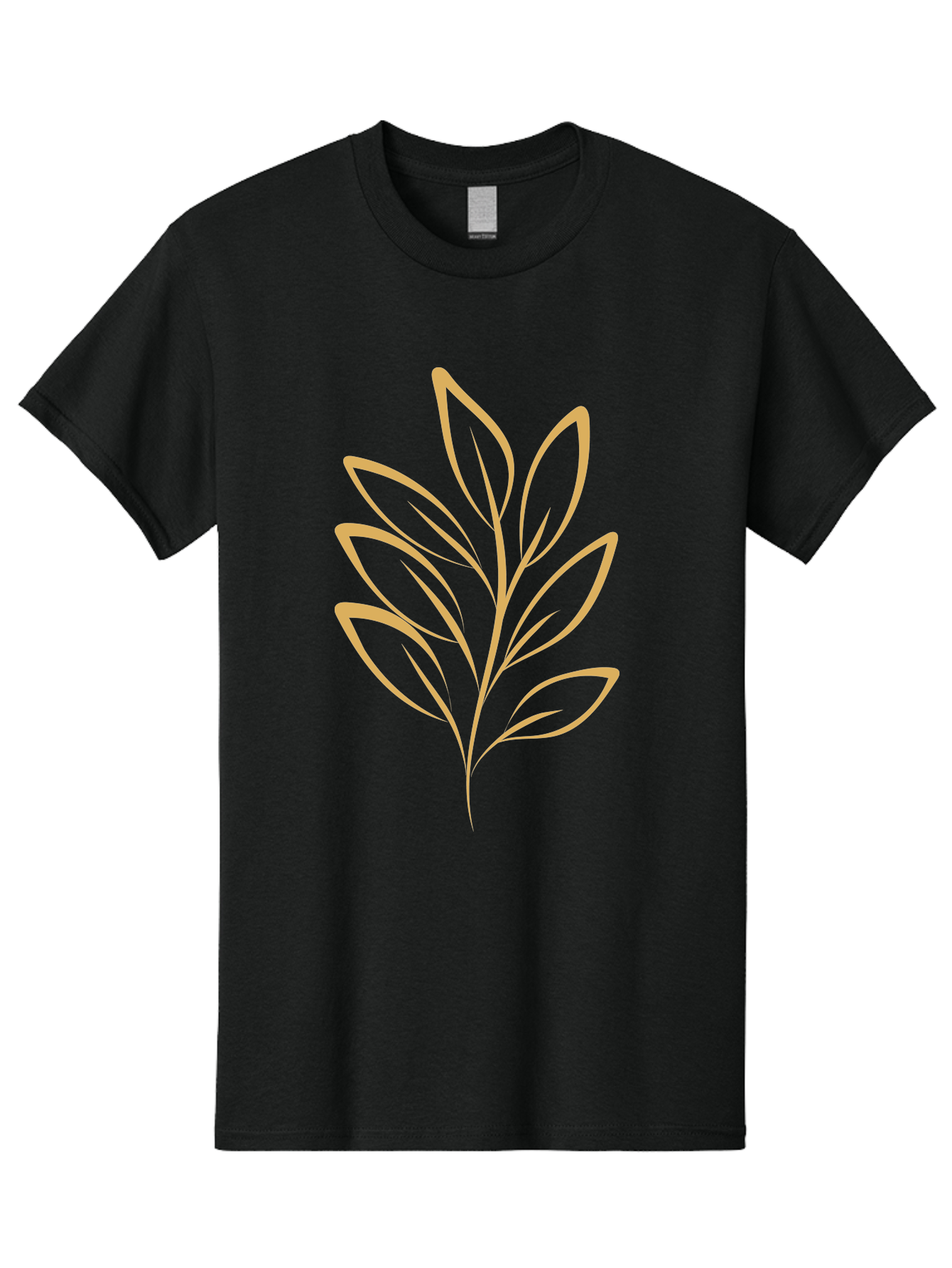 Branch-With-Leaves Men'S Graphic Tee, 100% Cotton, Comfortable Casual Summer Wear, Machine Washable, Simple Leaf Illustration, Minimalist Design, Peach Outline, Botanical Element, Organic Shape, Natural Motif, Gentle Curves Aae000 23