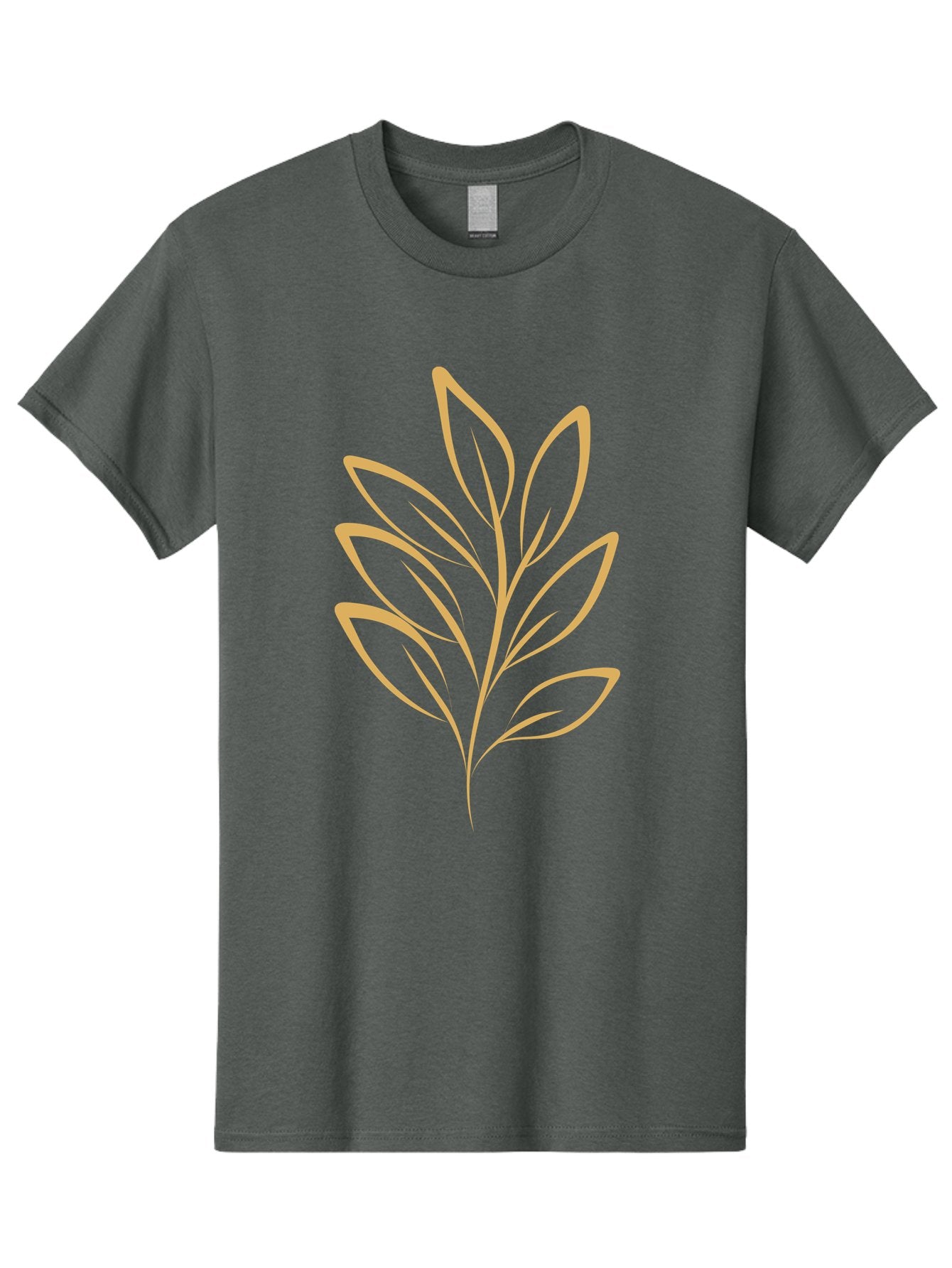 Branch-With-Leaves Men'S Graphic Tee, 100% Cotton, Comfortable Casual Summer Wear, Machine Washable, Simple Leaf Illustration, Minimalist Design, Peach Outline, Botanical Element, Organic Shape, Natural Motif, Gentle Curves Aae000 8