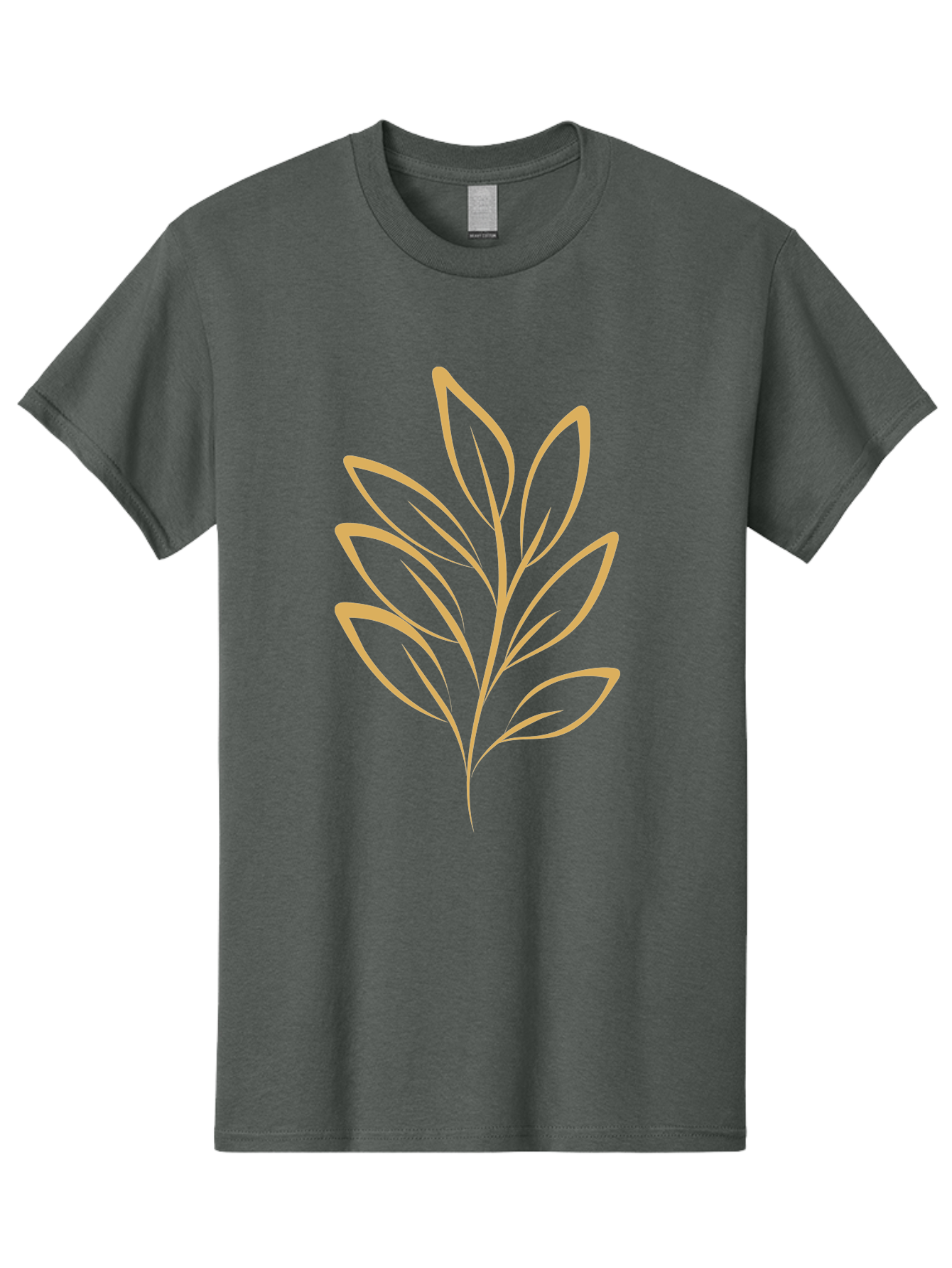 Branch-With-Leaves Men'S Graphic Tee, 100% Cotton, Comfortable Casual Summer Wear, Machine Washable, Simple Leaf Illustration, Minimalist Design, Peach Outline, Botanical Element, Organic Shape, Natural Motif, Gentle Curves Aae000 11