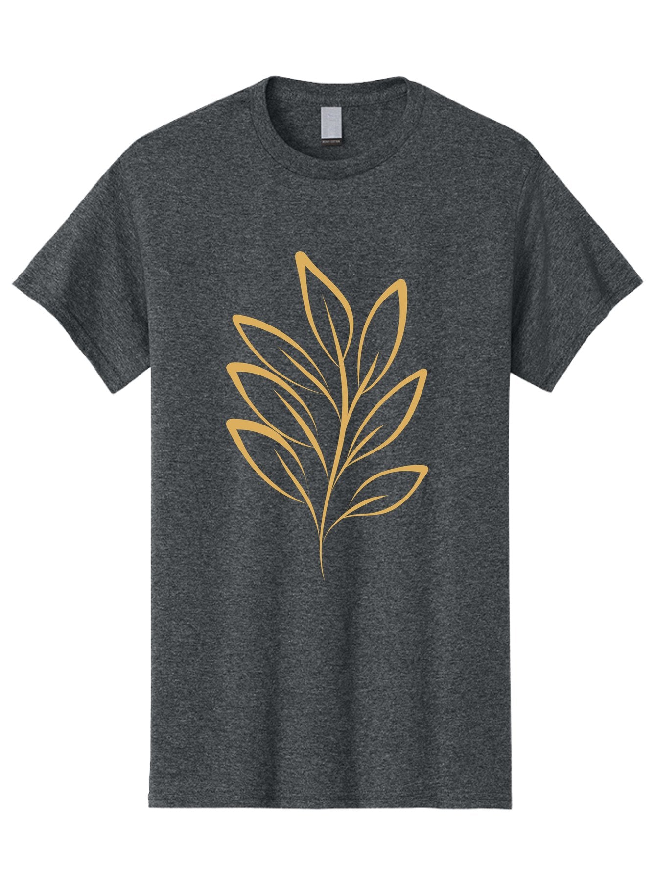 Branch-With-Leaves Men'S Graphic Tee, 100% Cotton, Comfortable Casual Summer Wear, Machine Washable, Simple Leaf Illustration, Minimalist Design, Peach Outline, Botanical Element, Organic Shape, Natural Motif, Gentle Curves Aae000 11