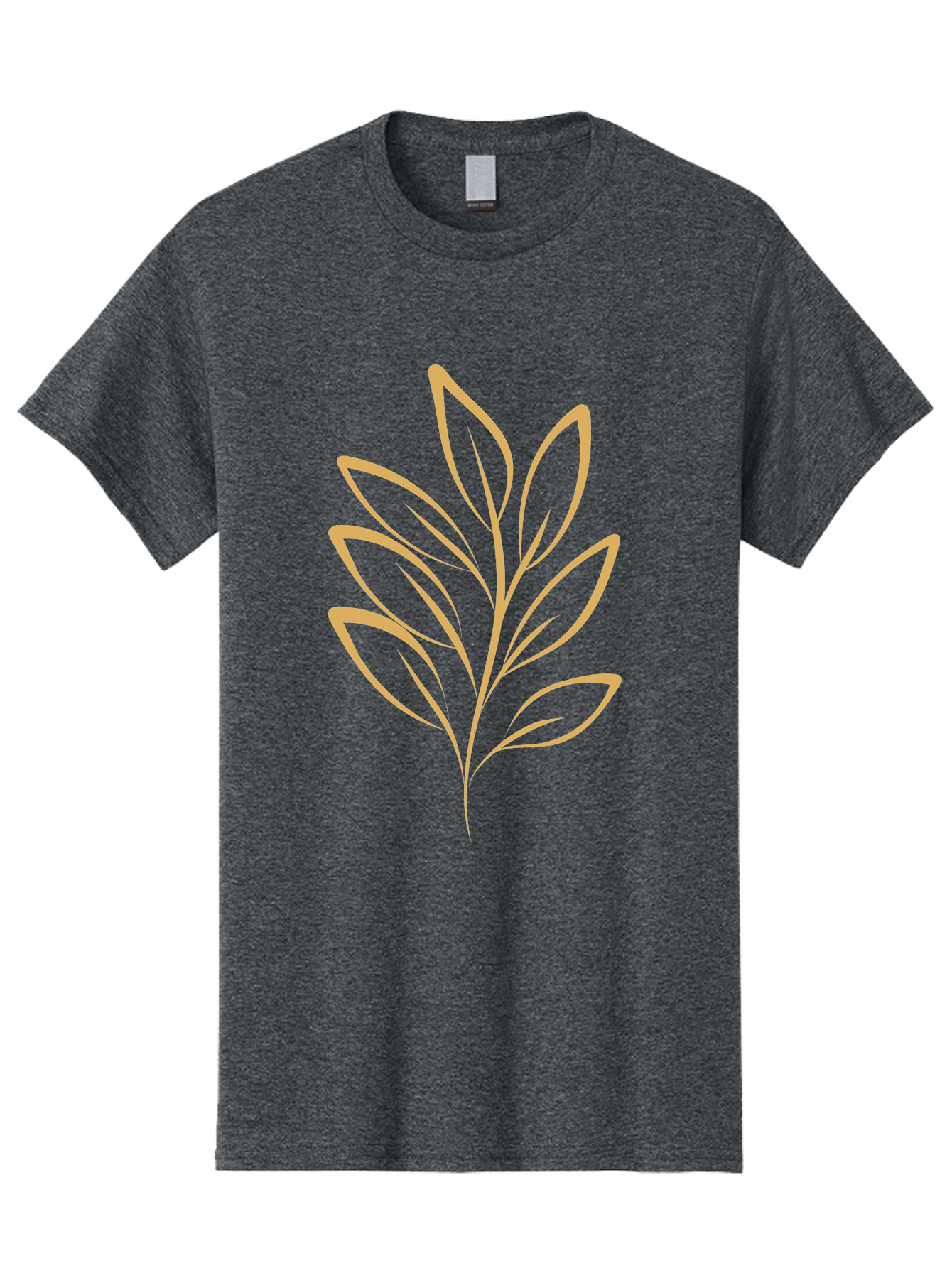 Branch-With-Leaves Men'S Graphic Tee, 100% Cotton, Comfortable Casual Summer Wear, Machine Washable, Simple Leaf Illustration, Minimalist Design, Peach Outline, Botanical Element, Organic Shape, Natural Motif, Gentle Curves Aae000 7