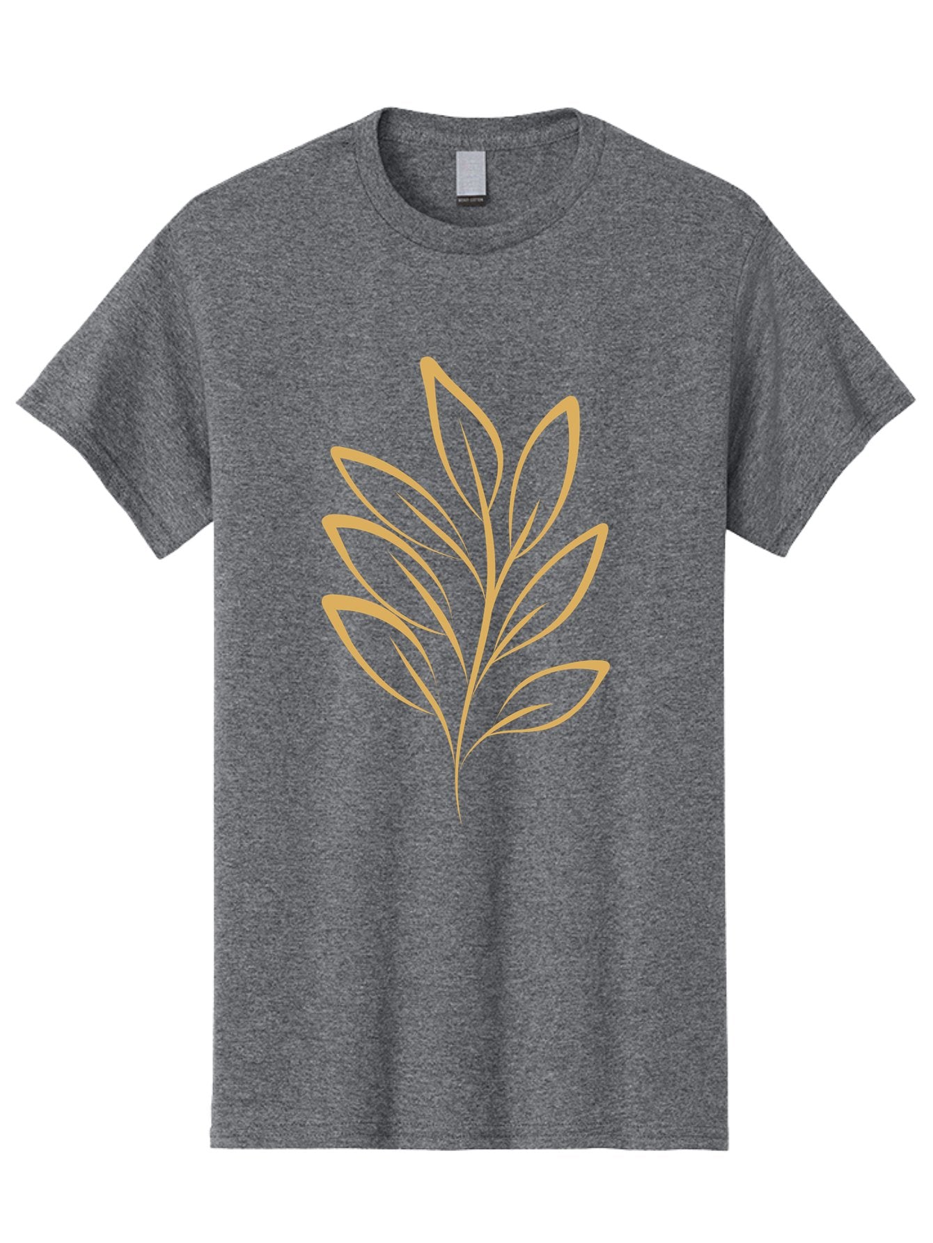 Branch-With-Leaves Men'S Graphic Tee, 100% Cotton, Comfortable Casual Summer Wear, Machine Washable, Simple Leaf Illustration, Minimalist Design, Peach Outline, Botanical Element, Organic Shape, Natural Motif, Gentle Curves Aae000 9