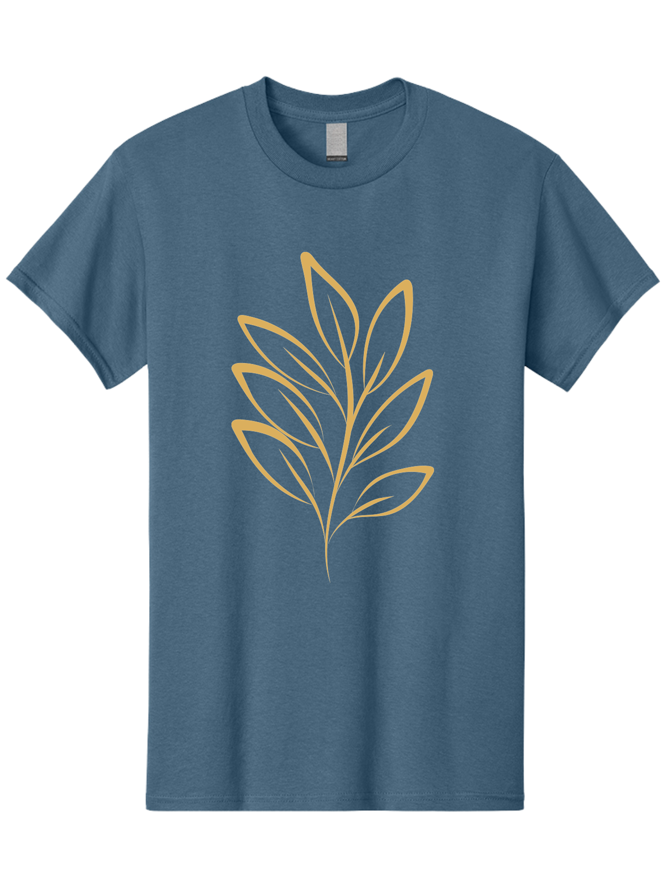 Branch-With-Leaves Men'S Graphic Tee, 100% Cotton, Comfortable Casual Summer Wear, Machine Washable, Simple Leaf Illustration, Minimalist Design, Peach Outline, Botanical Element, Organic Shape, Natural Motif, Gentle Curves Aae000 13
