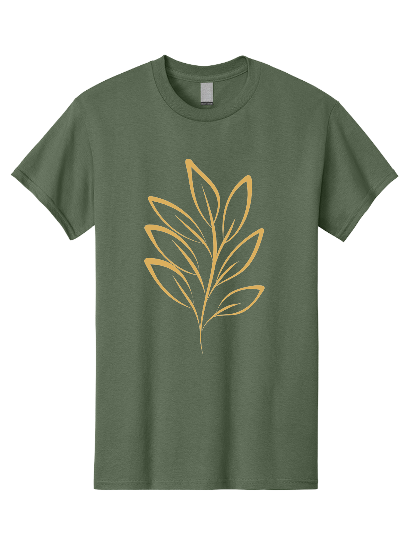 Branch-With-Leaves Men'S Graphic Tee, 100% Cotton, Comfortable Casual Summer Wear, Machine Washable, Simple Leaf Illustration, Minimalist Design, Peach Outline, Botanical Element, Organic Shape, Natural Motif, Gentle Curves Aae000 17