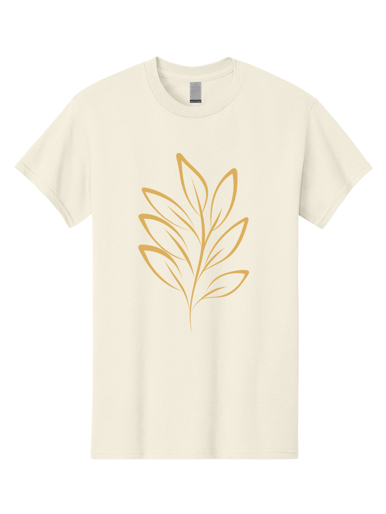Branch-With-Leaves Men'S Graphic Tee, 100% Cotton, Comfortable Casual Summer Wear, Machine Washable, Simple Leaf Illustration, Minimalist Design, Peach Outline, Botanical Element, Organic Shape, Natural Motif, Gentle Curves Aae000 19
