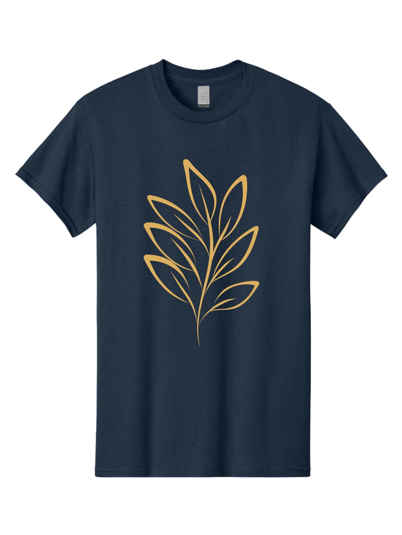 Branch-With-Leaves Men'S Graphic Tee, 100% Cotton, Comfortable Casual Summer Wear, Machine Washable, Simple Leaf Illustration, Minimalist Design, Peach Outline, Botanical Element, Organic Shape, Natural Motif, Gentle Curves Aae000 10