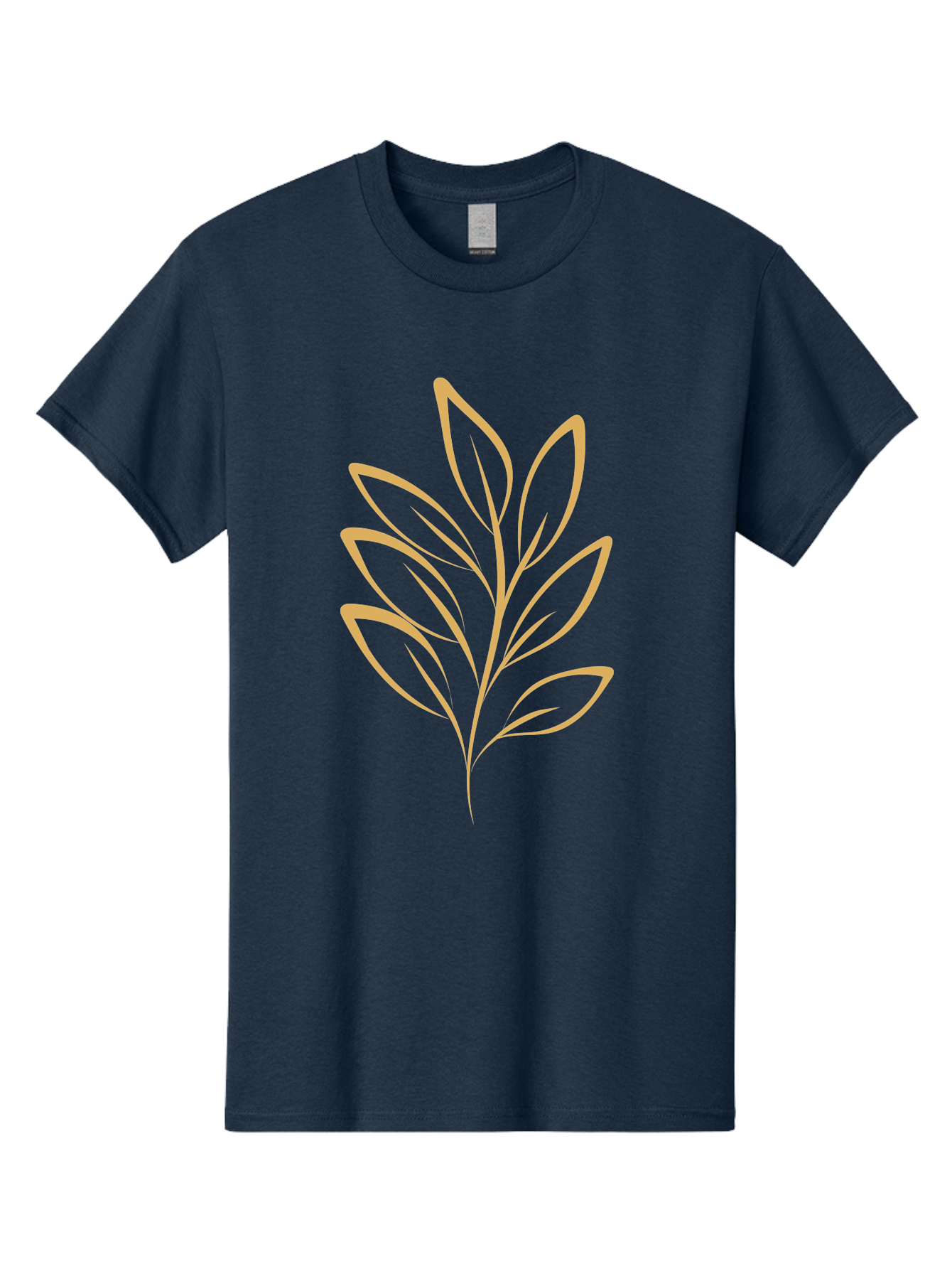 Branch-With-Leaves Men'S Graphic Tee, 100% Cotton, Comfortable Casual Summer Wear, Machine Washable, Simple Leaf Illustration, Minimalist Design, Peach Outline, Botanical Element, Organic Shape, Natural Motif, Gentle Curves Aae000 27