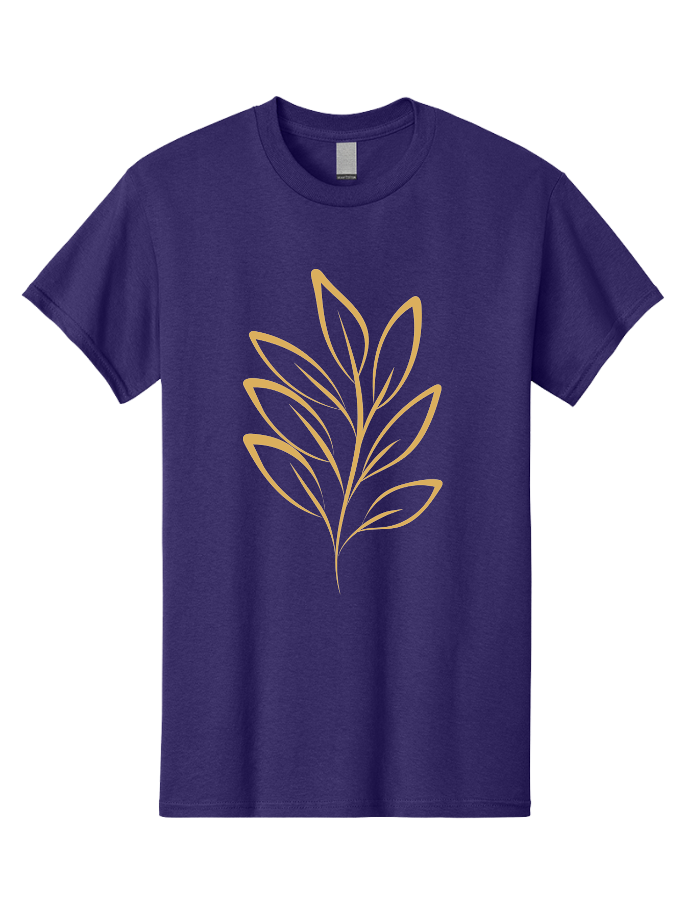 Branch-With-Leaves Men'S Graphic Tee, 100% Cotton, Comfortable Casual Summer Wear, Machine Washable, Simple Leaf Illustration, Minimalist Design, Peach Outline, Botanical Element, Organic Shape, Natural Motif, Gentle Curves Aae000