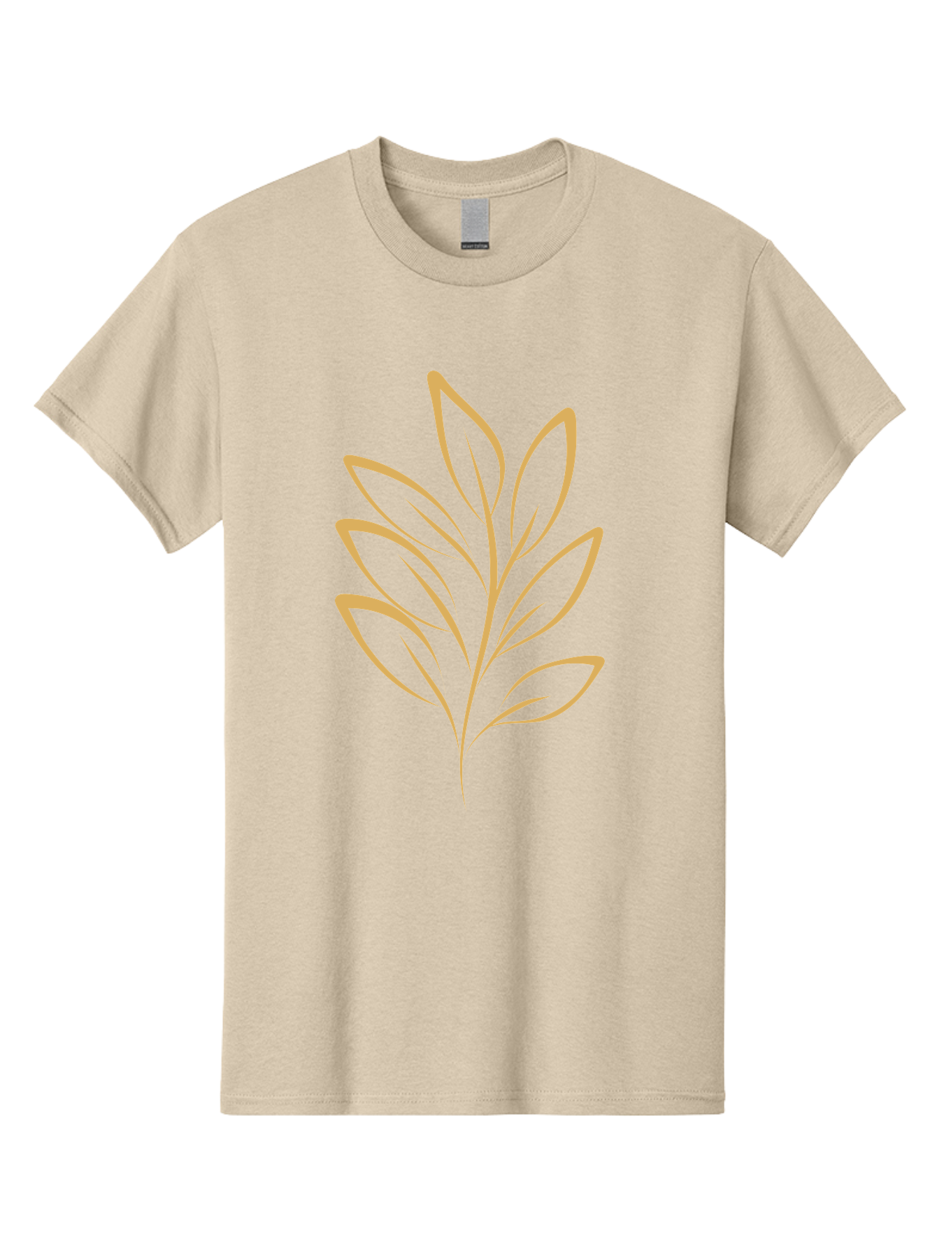 Branch-With-Leaves Men'S Graphic Tee, 100% Cotton, Comfortable Casual Summer Wear, Machine Washable, Simple Leaf Illustration, Minimalist Design, Peach Outline, Botanical Element, Organic Shape, Natural Motif, Gentle Curves Aae000 5