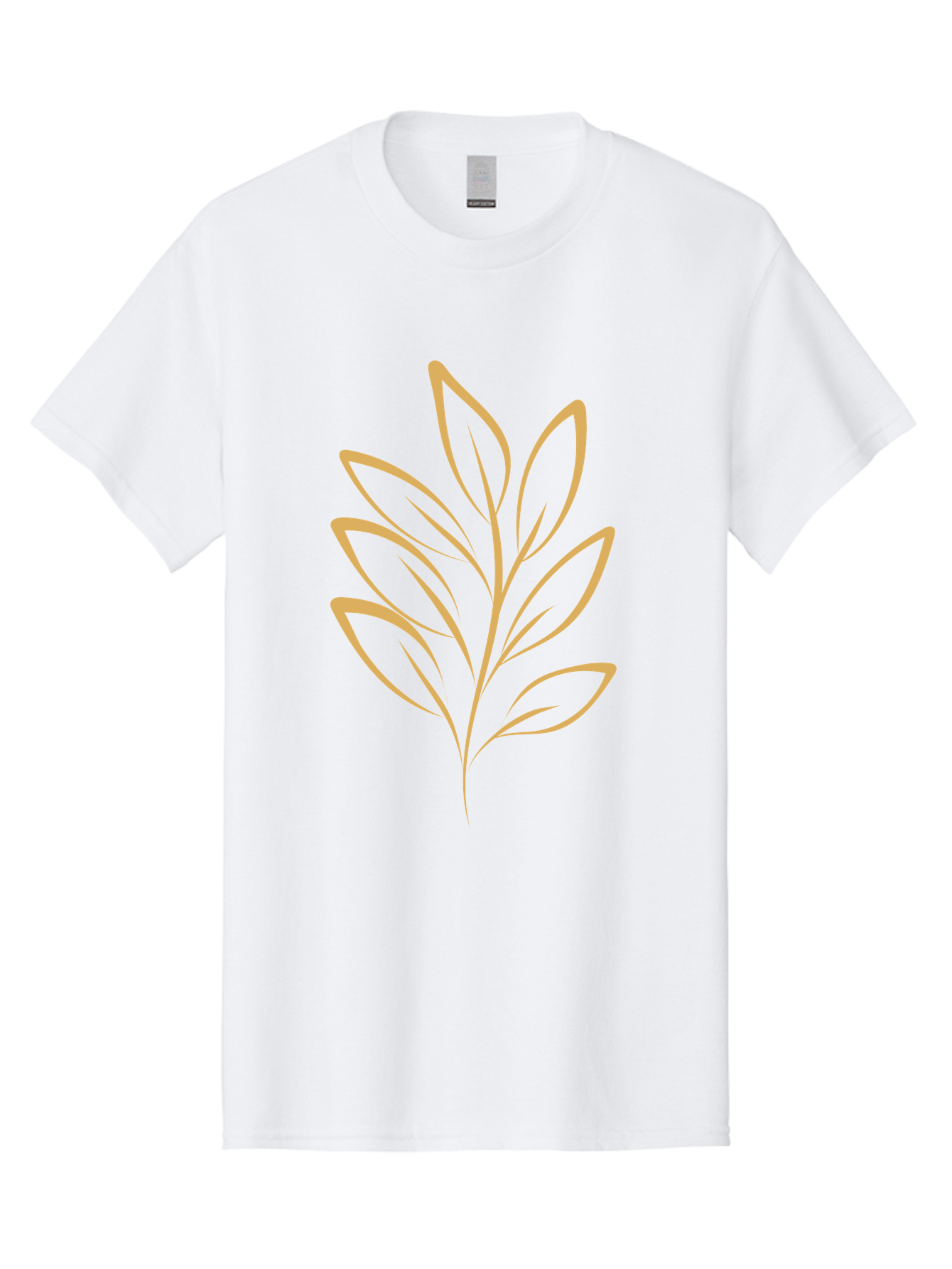 Branch-With-Leaves Men'S Graphic Tee, 100% Cotton, Comfortable Casual Summer Wear, Machine Washable, Simple Leaf Illustration, Minimalist Design, Peach Outline, Botanical Element, Organic Shape, Natural Motif, Gentle Curves Aae000 21