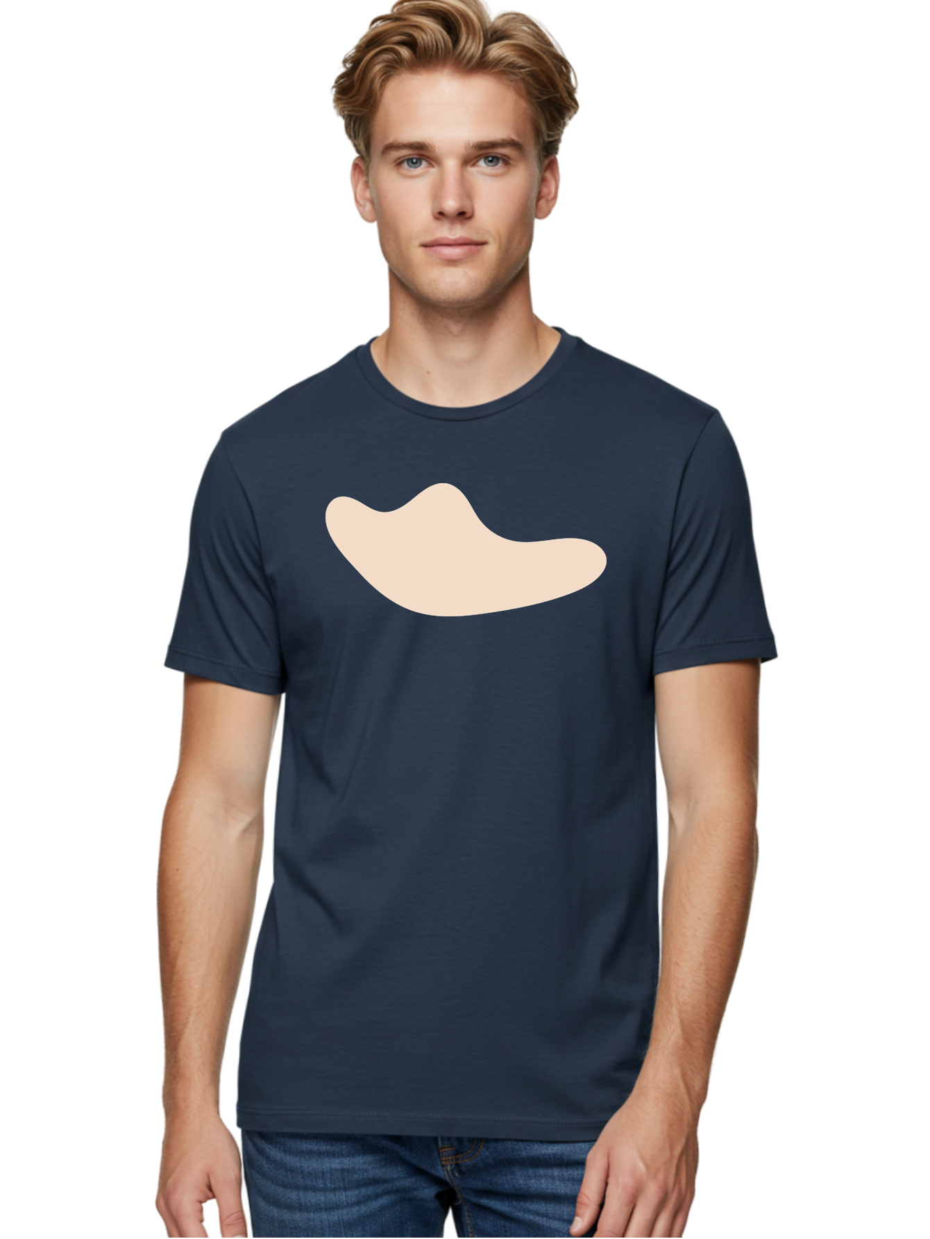 Cashew-Nut-1 Men'S Graphic Tee, 100% Cotton, Comfortable Casual Summer Wear, Machine Washable, Cashew Nut, Snack Food, Healthy Eating, Nutty Flavor, Beige Color, Abstract Shape, Simple Design, Minimalist Art Aae001 24