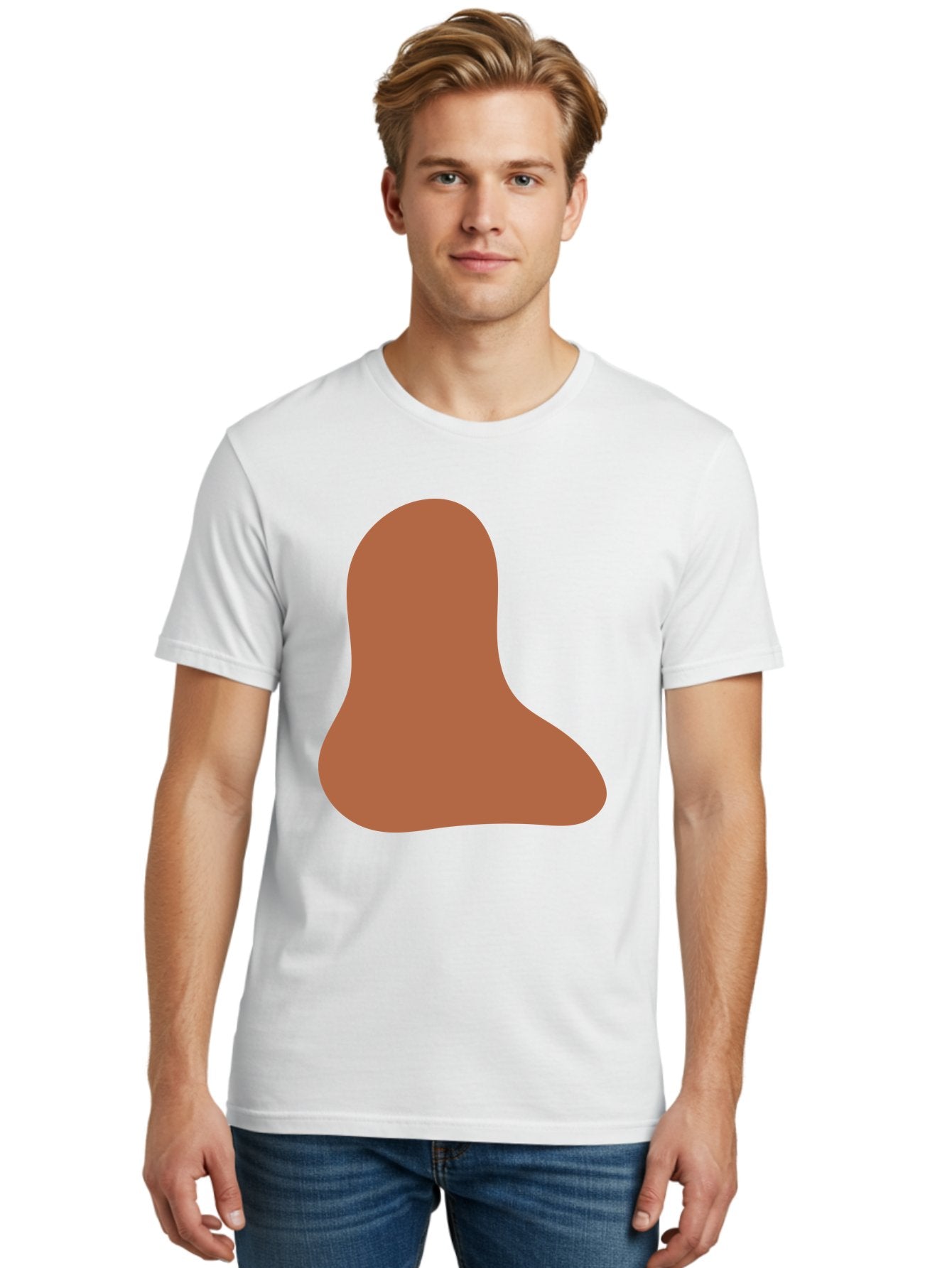Cashew-Nut Men'S Graphic Tee, 100% Cotton, Comfortable Casual Summer Wear, Machine Washable, Roasted Chicken Leg, Savory Dish, Food Illustration, Cartoon Style, Reddish-Brown Color, Simple Design, Culinary Art Aae002 23