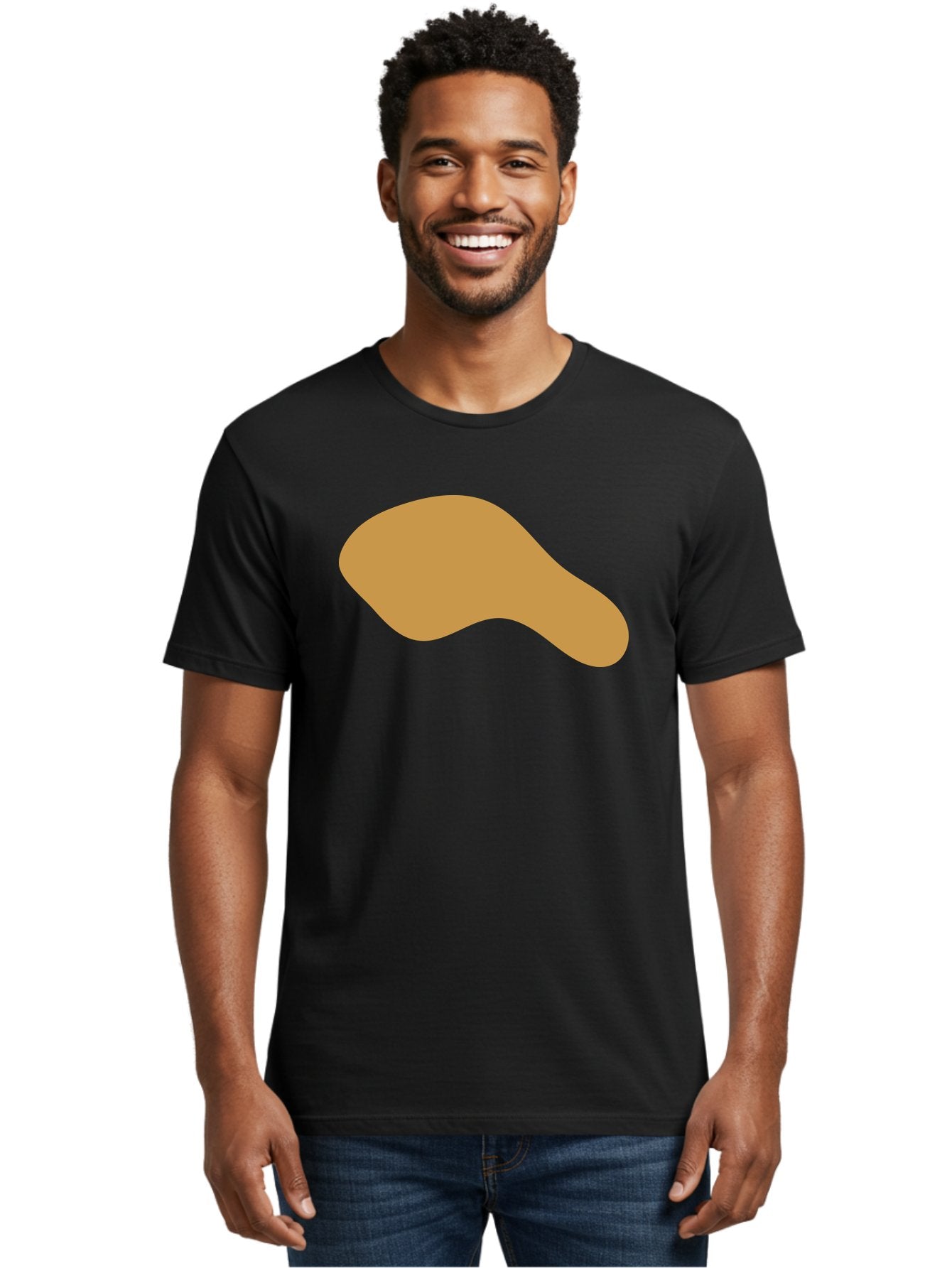 Chicken-Drumstick Men'S Graphic Tee, 100% Cotton, Comfortable Casual Summer Wear, Machine Washable, Fried Chicken, Chicken Leg, Food Illustration, Abstract Shape, Brown Color, Simple Design, Digital Art, Culinary Theme Aae003 19