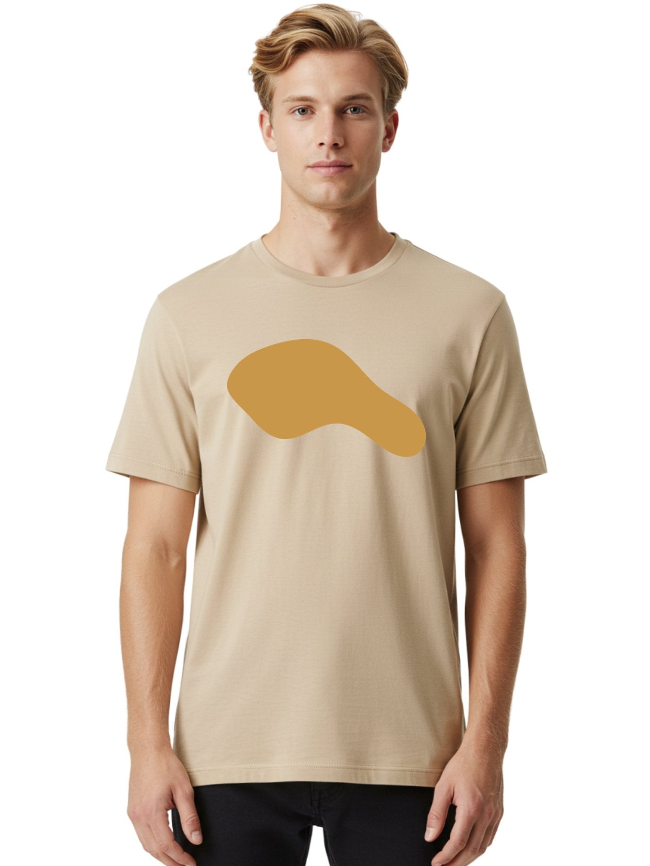 Chicken-Drumstick Men'S Graphic Tee, 100% Cotton, Comfortable Casual Summer Wear, Machine Washable, Fried Chicken, Chicken Leg, Food Illustration, Abstract Shape, Brown Color, Simple Design, Digital Art, Culinary Theme Aae003 23