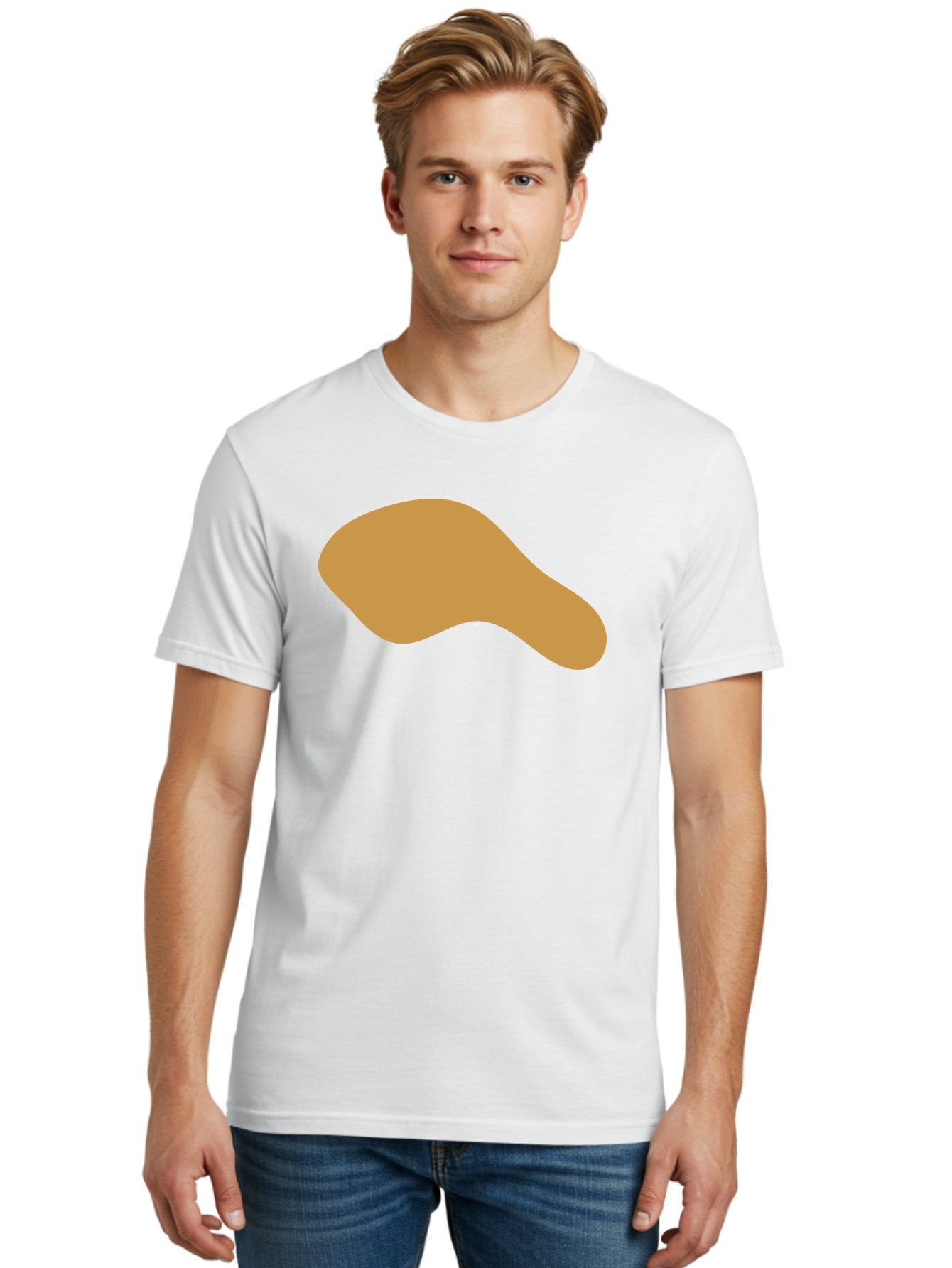 Chicken-Drumstick Men'S Graphic Tee, 100% Cotton, Comfortable Casual Summer Wear, Machine Washable, Fried Chicken, Chicken Leg, Food Illustration, Abstract Shape, Brown Color, Simple Design, Digital Art, Culinary Theme Aae003 16