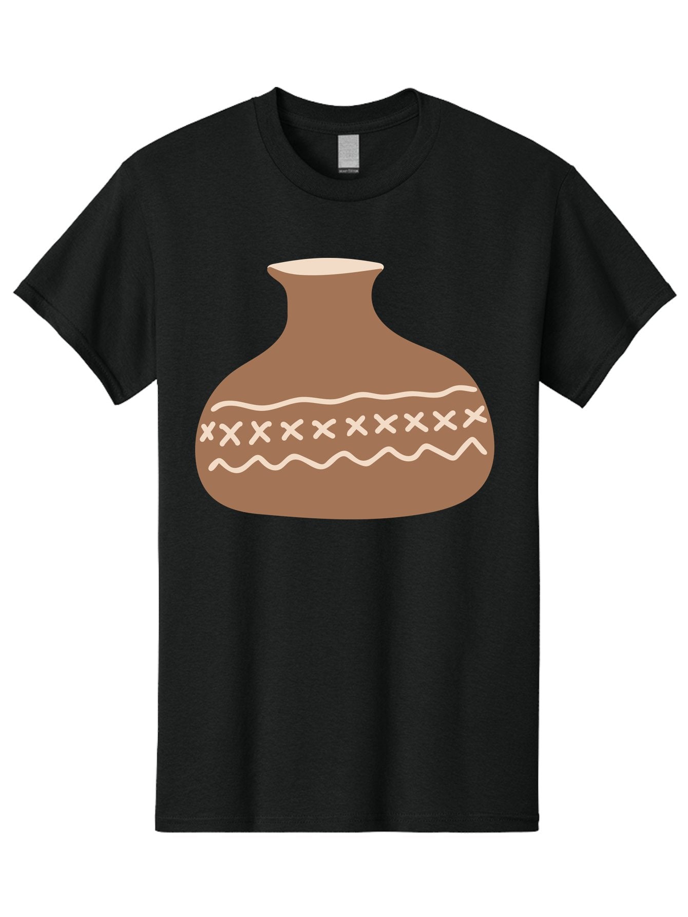 Clay-Pot Men'S Graphic Tee, 100% Cotton, Comfortable Casual Summer Wear, Machine Washable, Clay Pot, Pottery Vessel, Ceramic Design, Traditional Craftsmanship, Handmade Art, Wavy Lines, Crosses Pattern, Earthy Tones, Cultural Heritage, Aae004 4