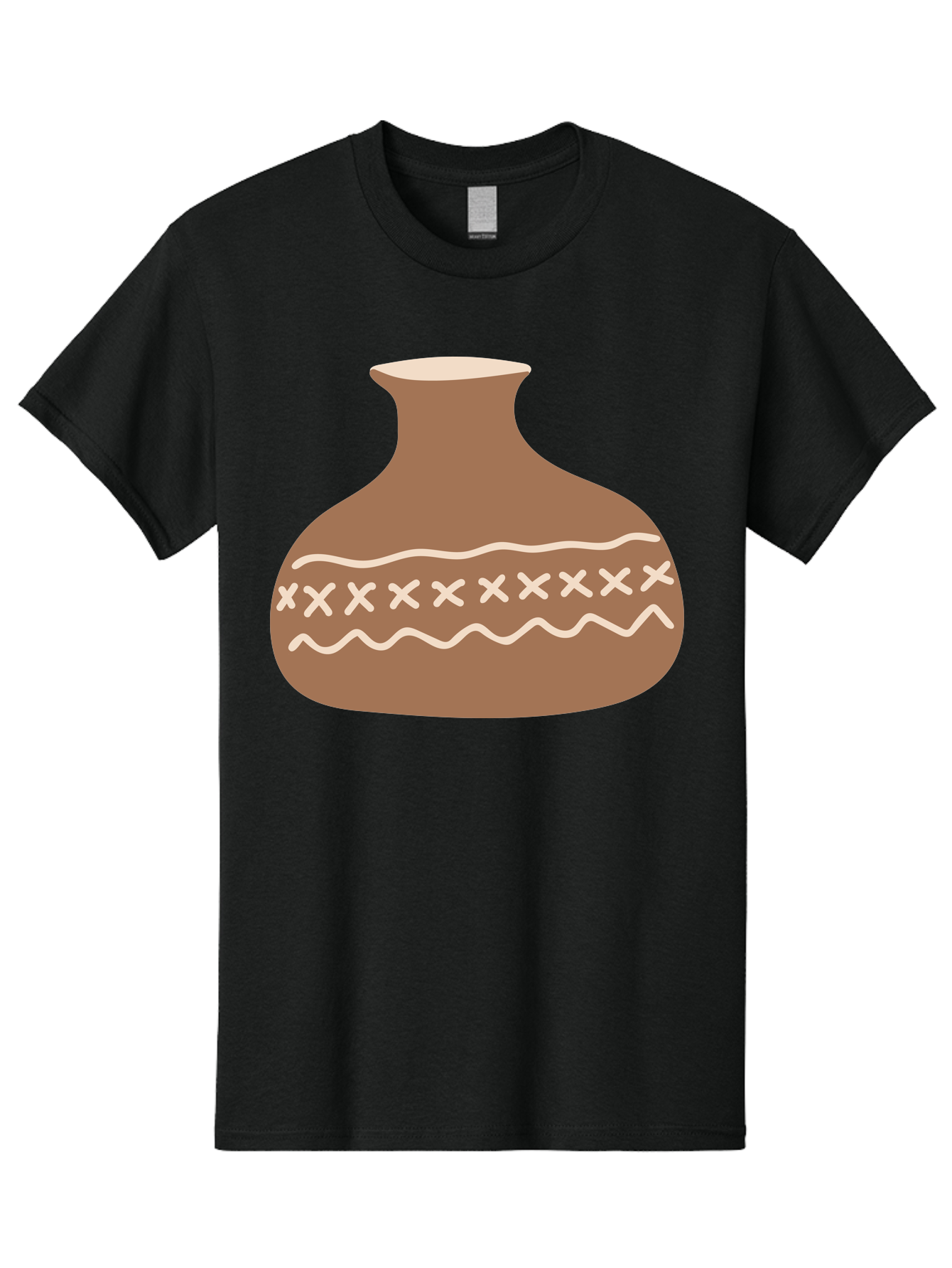 Clay-Pot Men'S Graphic Tee, 100% Cotton, Comfortable Casual Summer Wear, Machine Washable, Clay Pot, Pottery Vessel, Ceramic Design, Traditional Craftsmanship, Handmade Art, Wavy Lines, Crosses Pattern, Earthy Tones, Cultural Heritage, Aae004 23
