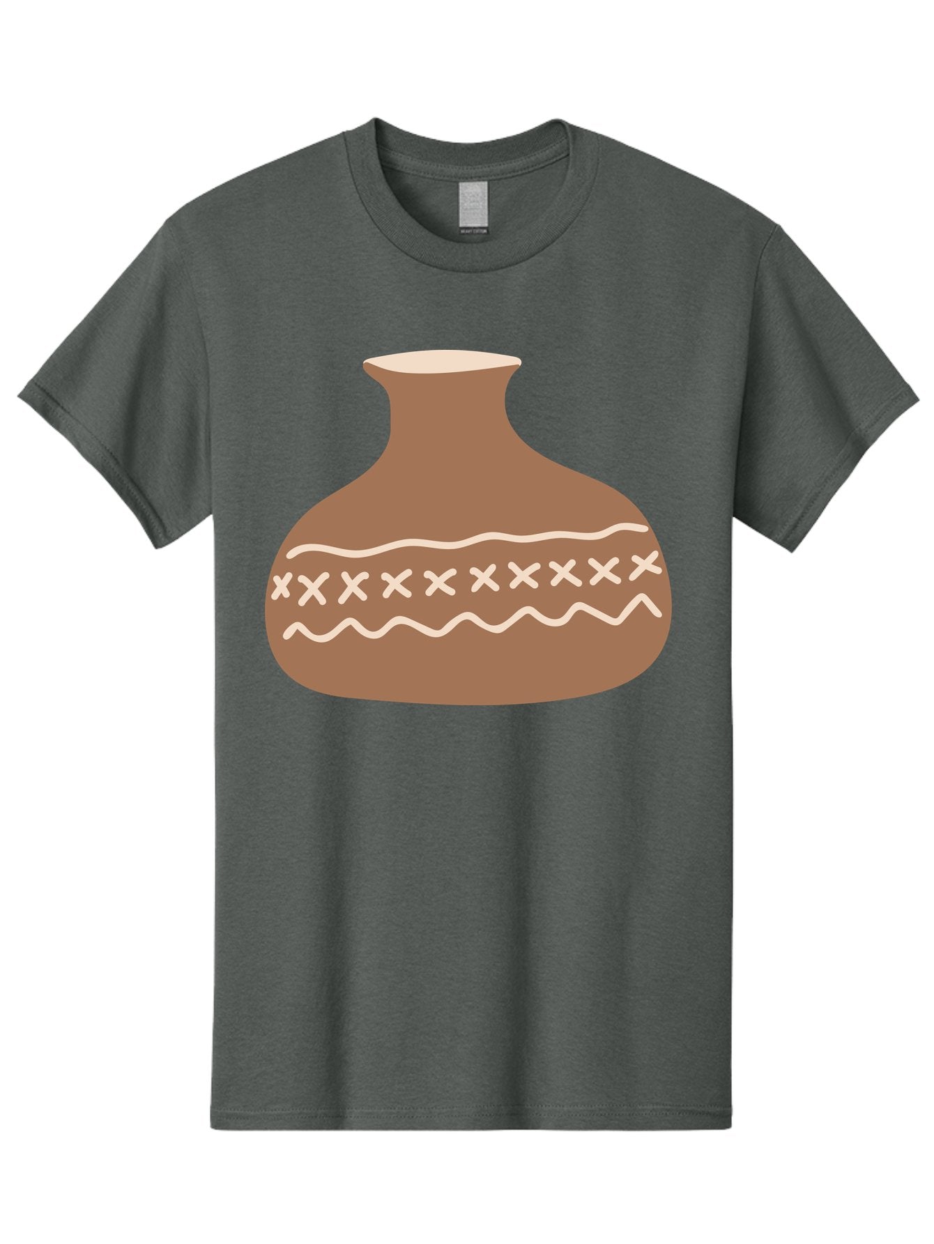 Clay-Pot Men'S Graphic Tee, 100% Cotton, Comfortable Casual Summer Wear, Machine Washable, Clay Pot, Pottery Vessel, Ceramic Design, Traditional Craftsmanship, Handmade Art, Wavy Lines, Crosses Pattern, Earthy Tones, Cultural Heritage, Aae004 3
