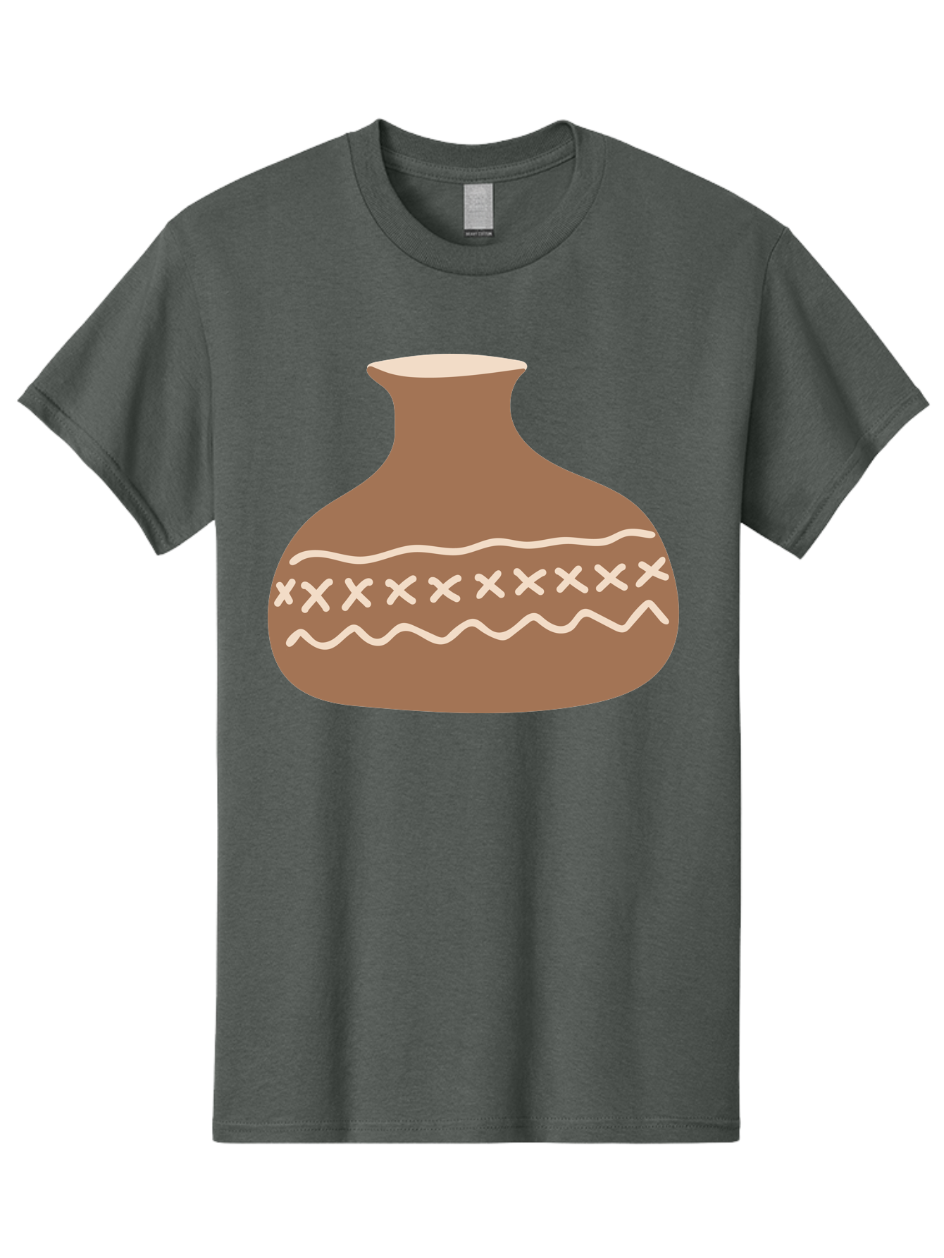 Clay-Pot Men'S Graphic Tee, 100% Cotton, Comfortable Casual Summer Wear, Machine Washable, Clay Pot, Pottery Vessel, Ceramic Design, Traditional Craftsmanship, Handmade Art, Wavy Lines, Crosses Pattern, Earthy Tones, Cultural Heritage, Aae004 17