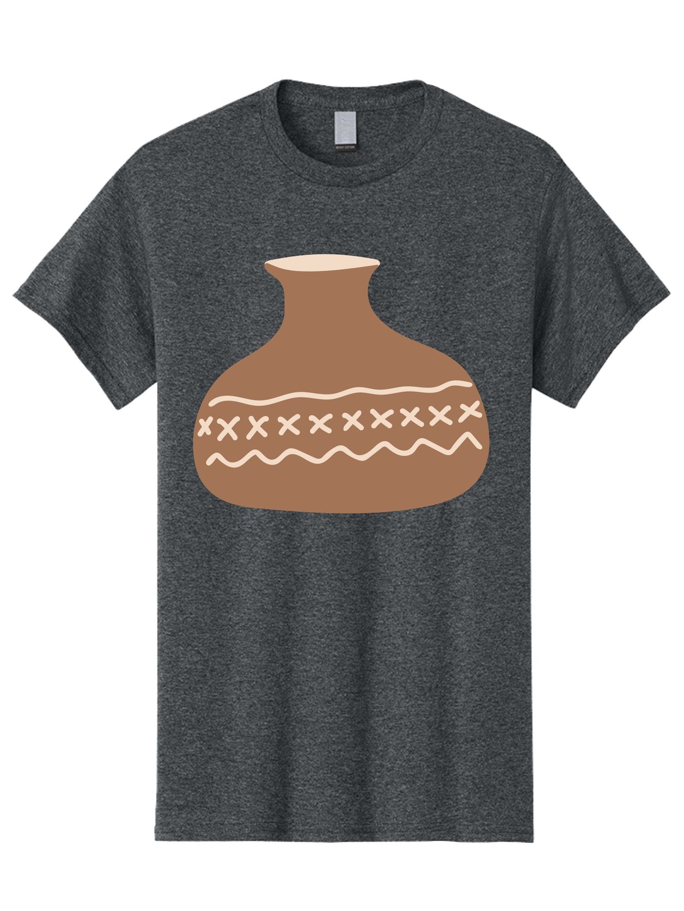 Clay-Pot Men'S Graphic Tee, 100% Cotton, Comfortable Casual Summer Wear, Machine Washable, Clay Pot, Pottery Vessel, Ceramic Design, Traditional Craftsmanship, Handmade Art, Wavy Lines, Crosses Pattern, Earthy Tones, Cultural Heritage, Aae004 9