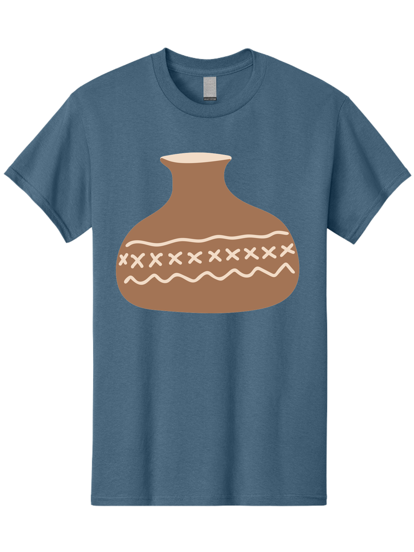 Clay-Pot Men'S Graphic Tee, 100% Cotton, Comfortable Casual Summer Wear, Machine Washable, Clay Pot, Pottery Vessel, Ceramic Design, Traditional Craftsmanship, Handmade Art, Wavy Lines, Crosses Pattern, Earthy Tones, Cultural Heritage, Aae004 27